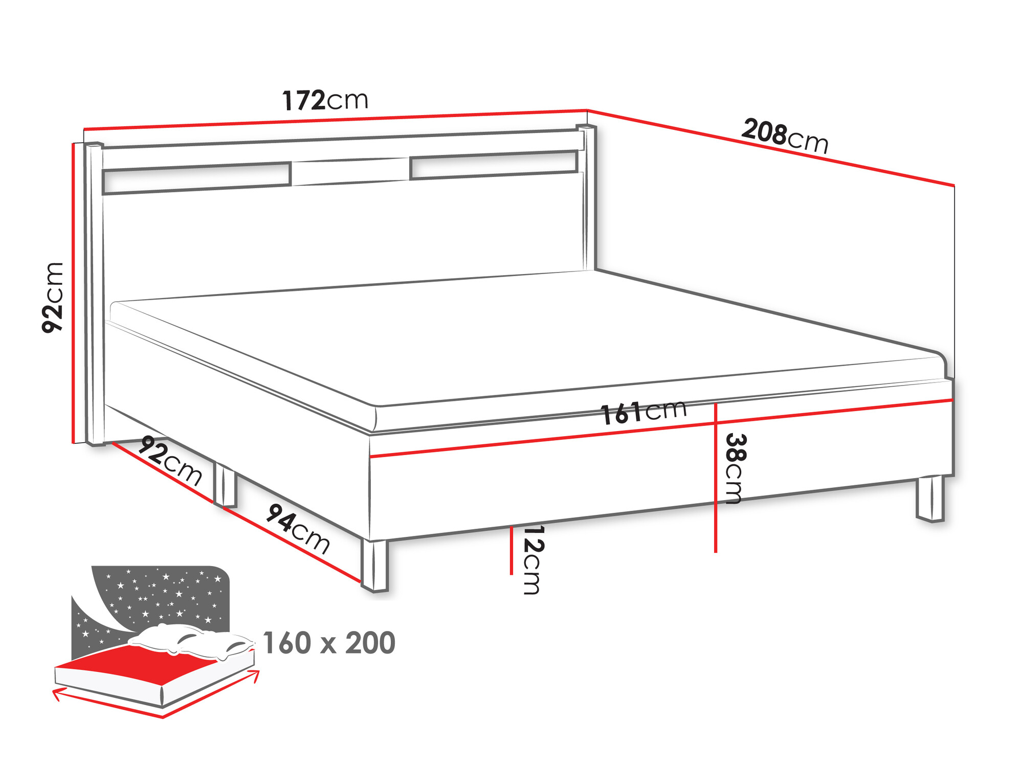 Postelja Venmelu 106 (Wotan hrast + Zelena)