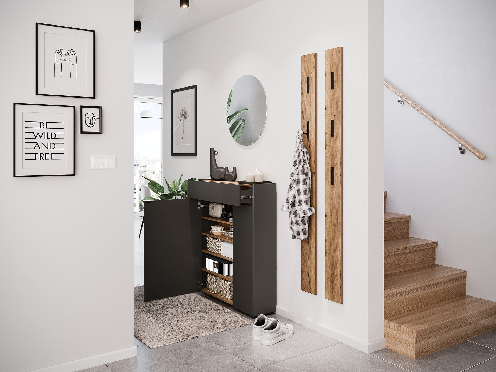 Komplet za predsobo Cirsale 111 (Grafit + Navarra hrast)