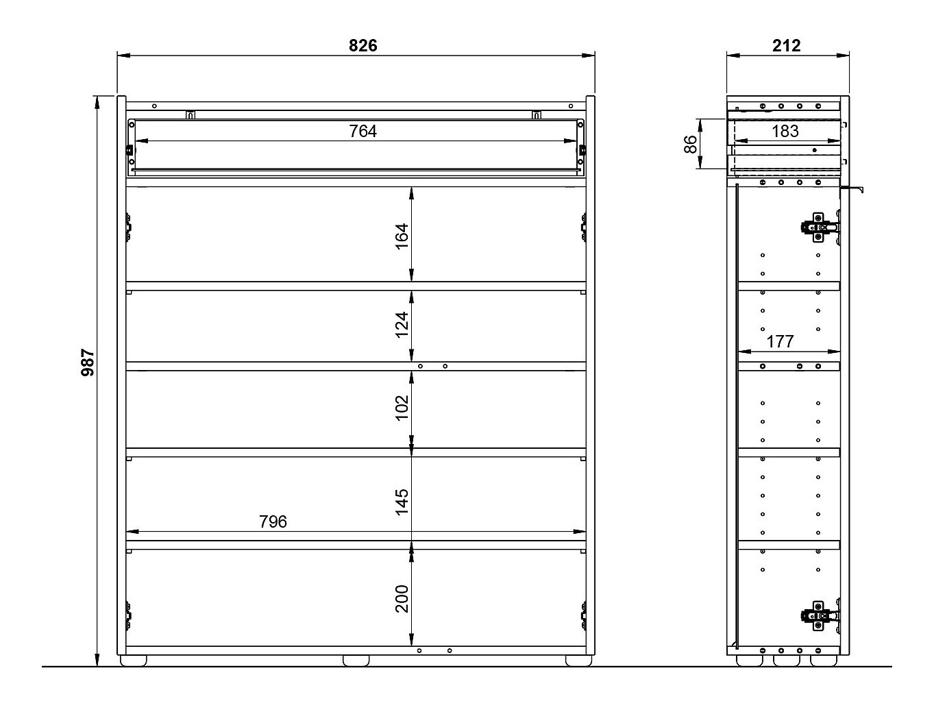 Regal za čevlje Cirsale 110 (Grafit + Navarra hrast)