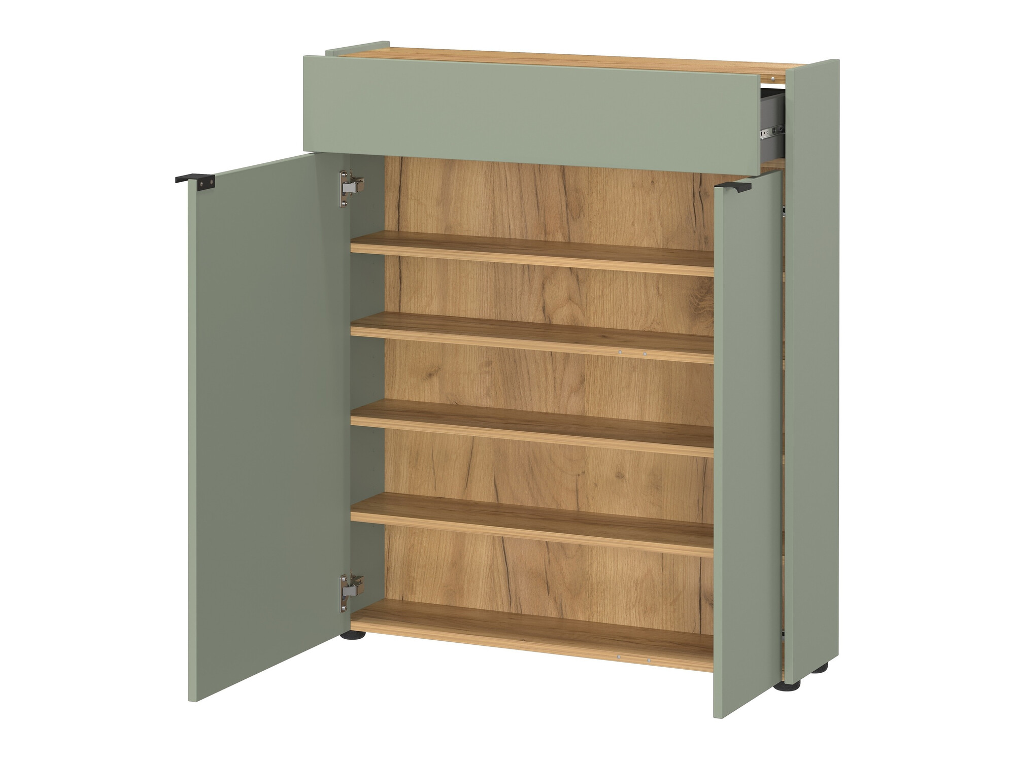 Regal za čevlje Cirsale 110 (Prašno zelena + Navarra hrast)