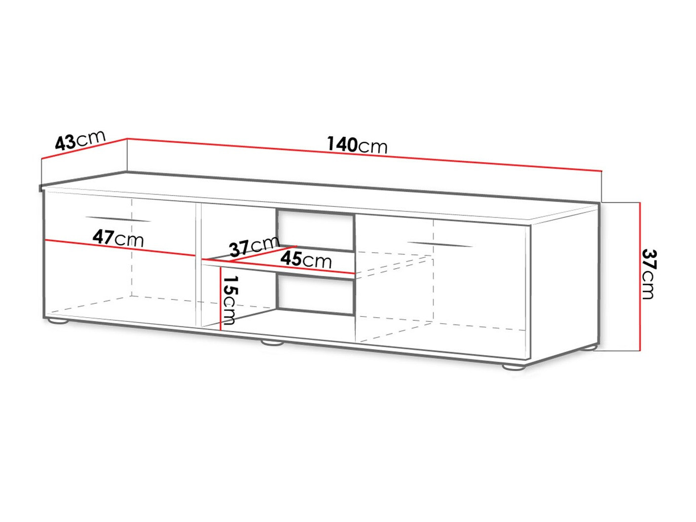 TV-omarica Tornola 100 (Hrast lefkas + Črna)