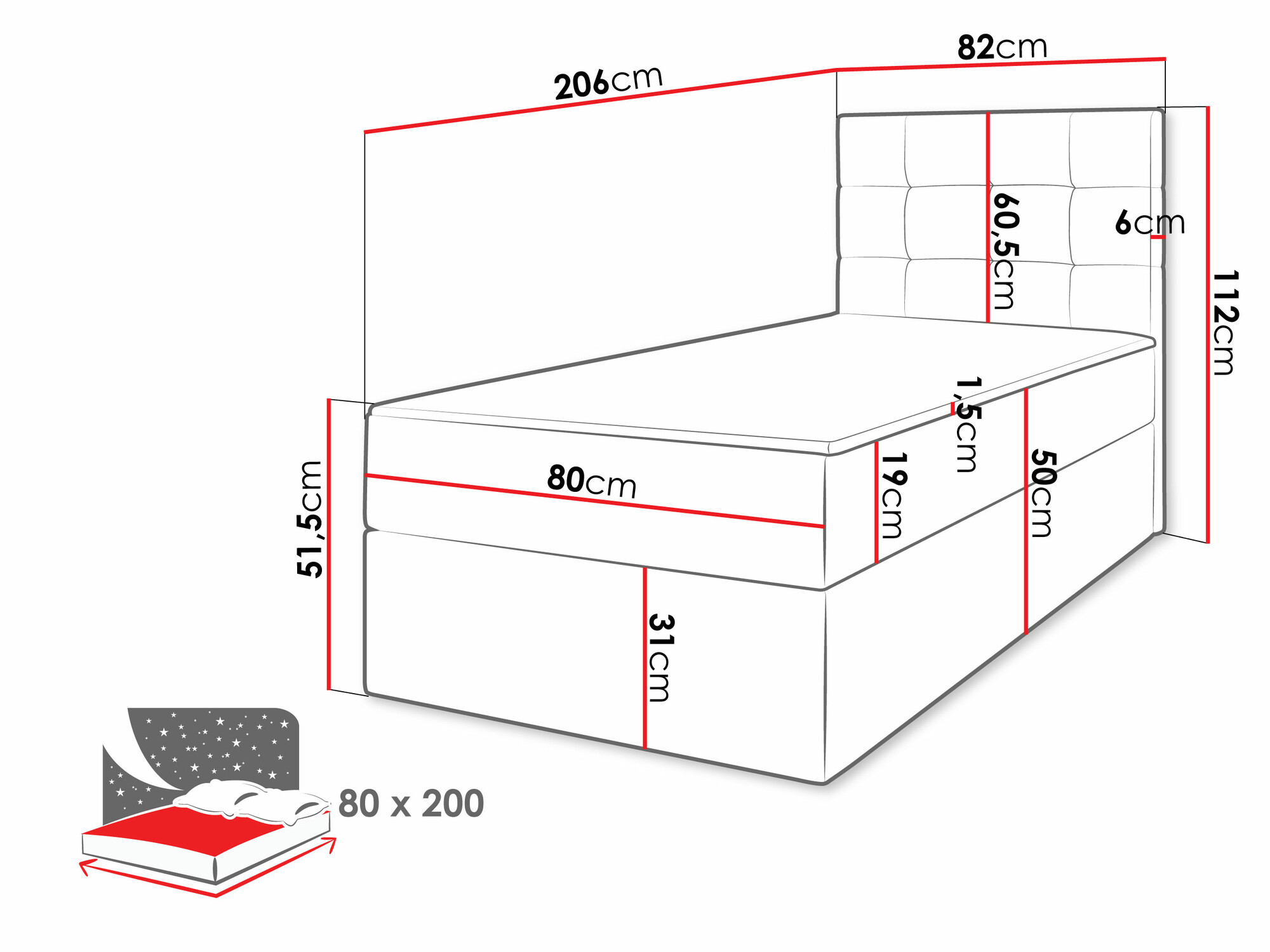 Boxspring postelja Comfivo Osculum II (Muna 08)