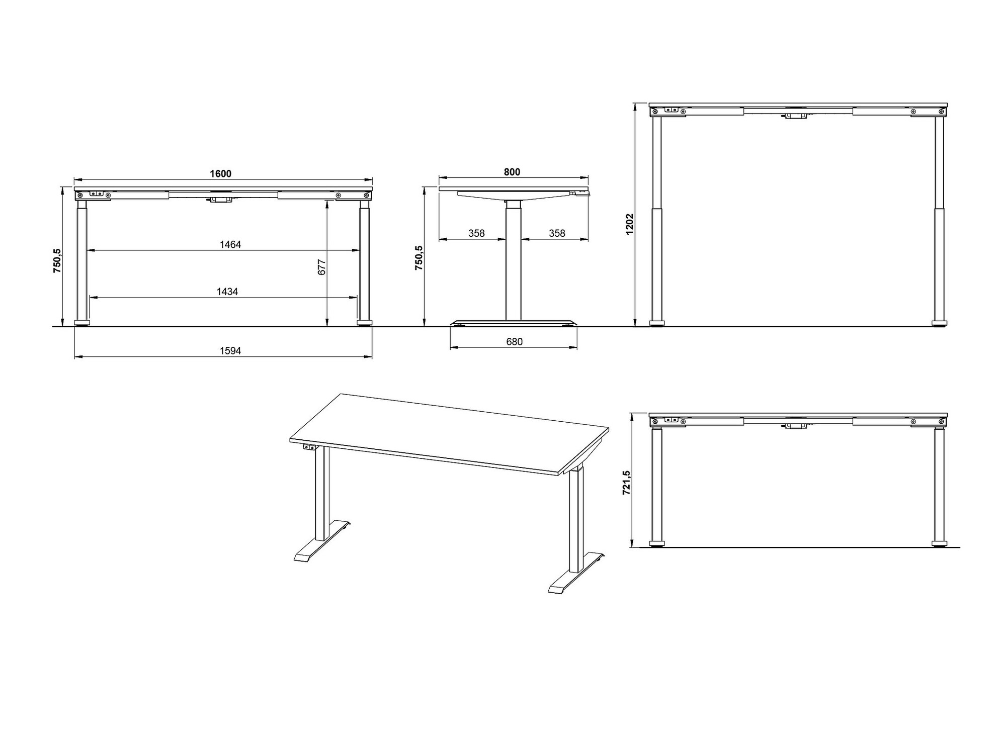 Dvižna pisalna miza Vesbeno 106 (Kašmir + Črna)