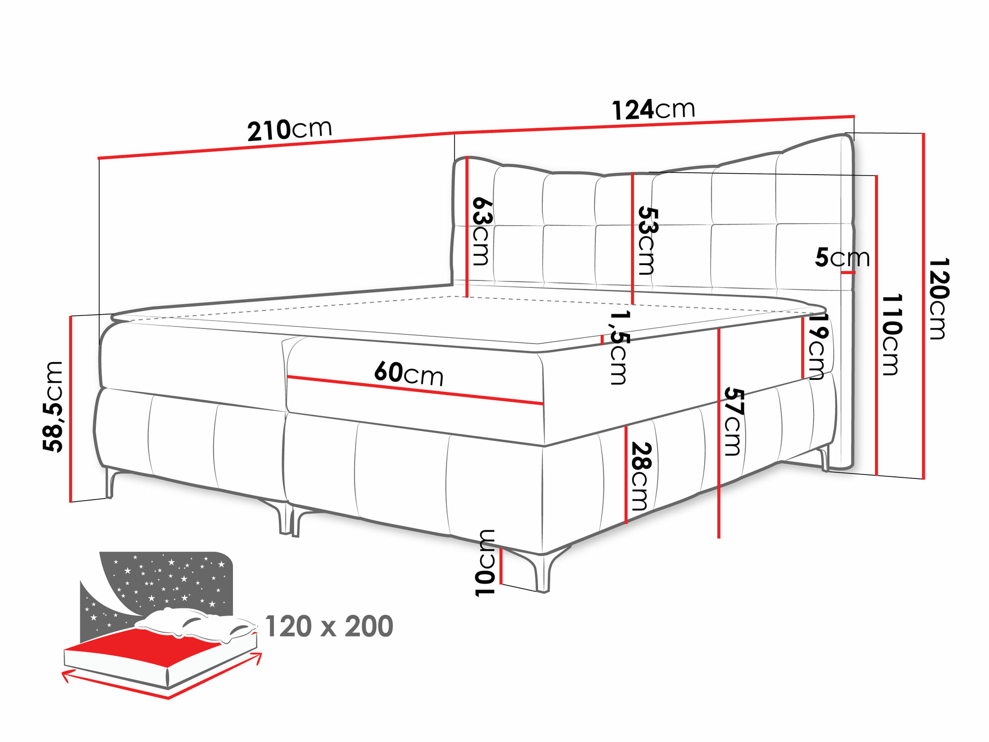 Boxspring postelja Baltimore 193 (Freya 210.20)