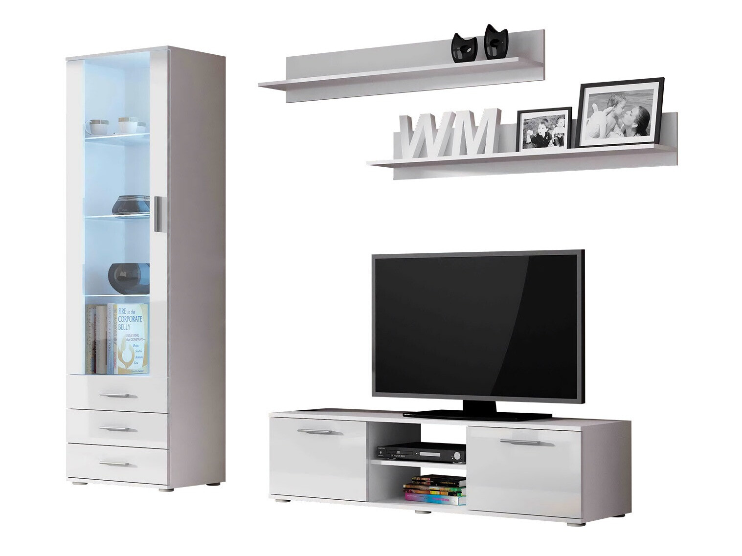 Komplet za dnevno sobo Tornola 110 (Bela + Sijaj bela)