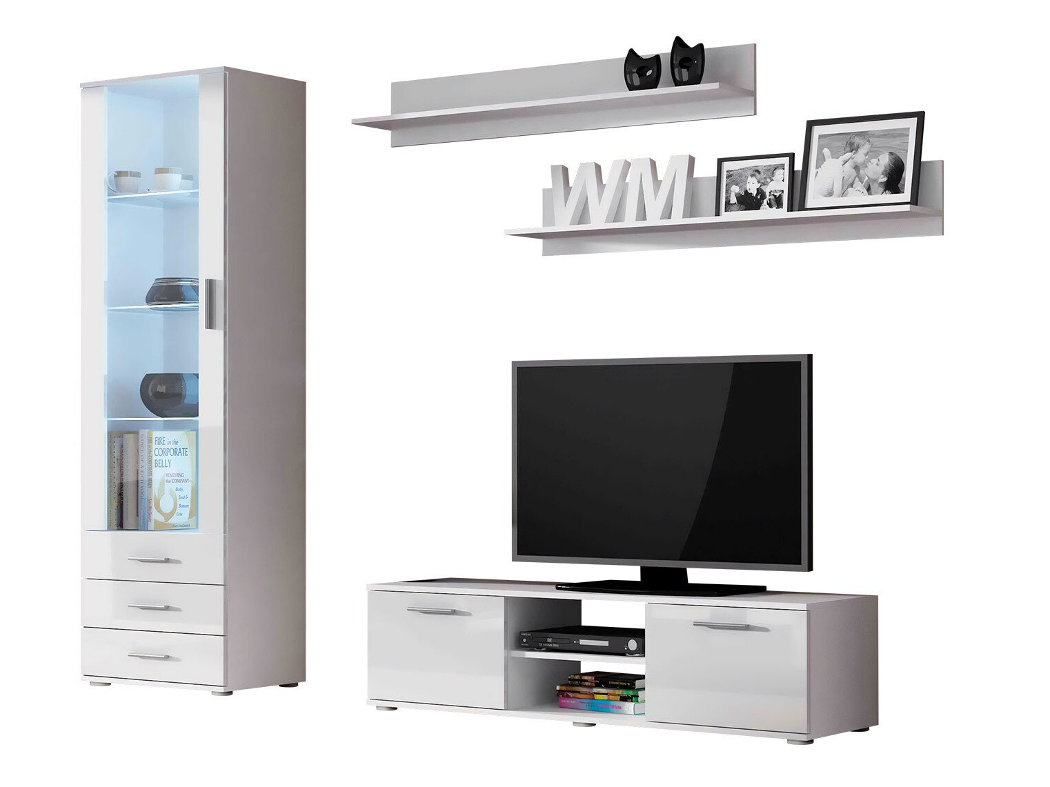 Komplet za dnevno sobo Tornola 110 (Bela + Sijaj bela)