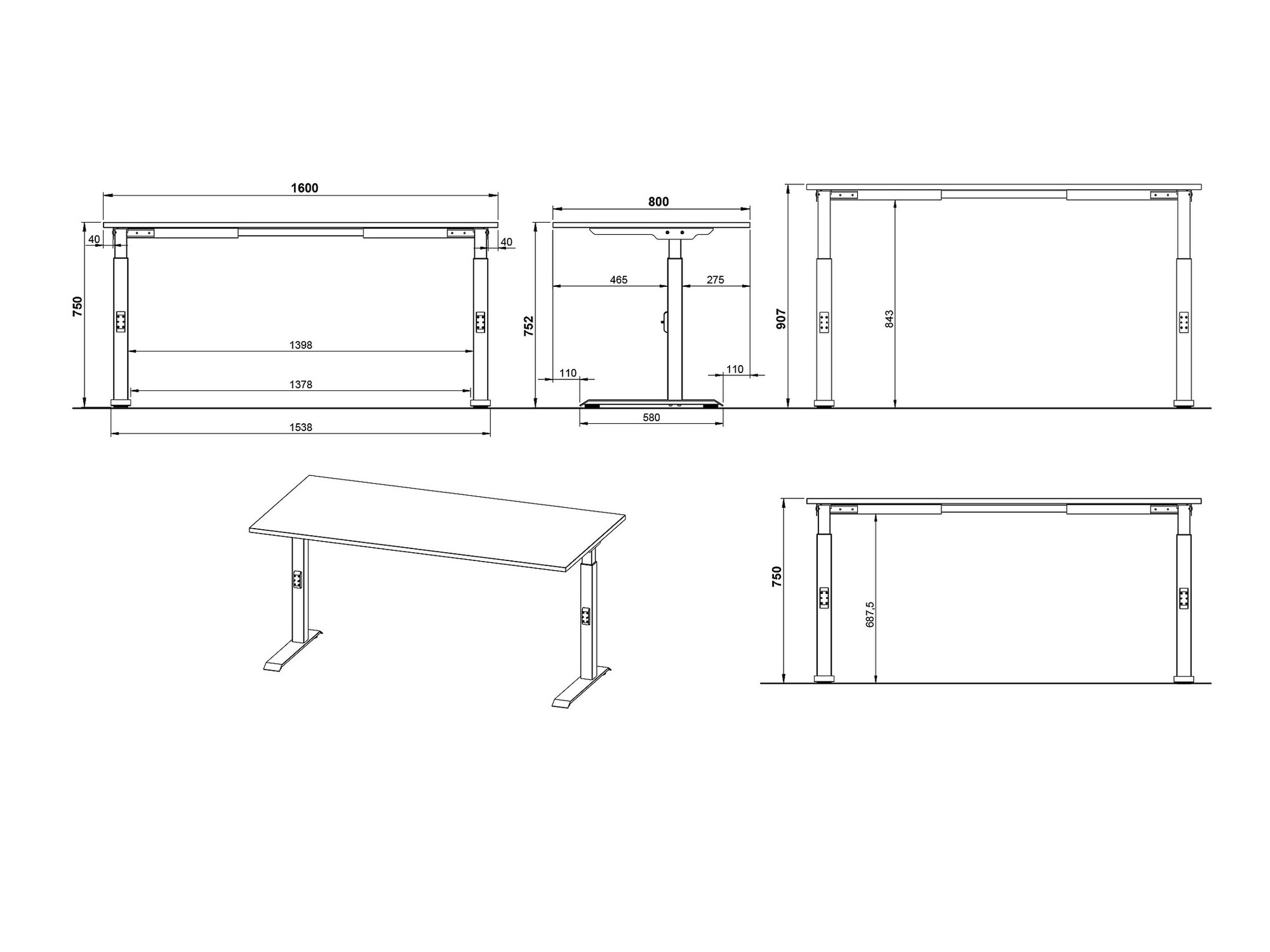 Pisalna miza Vesbeno 110 (Kašmir + Črna)
