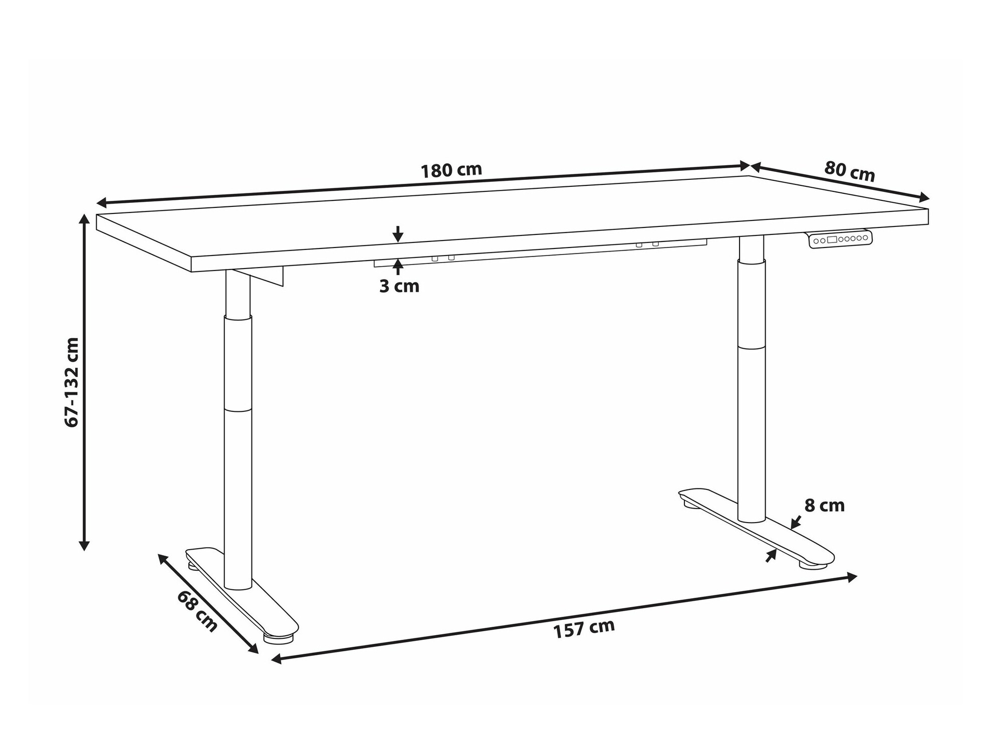 Dvižna pisalna miza Berwyn 2194 (Temen les)