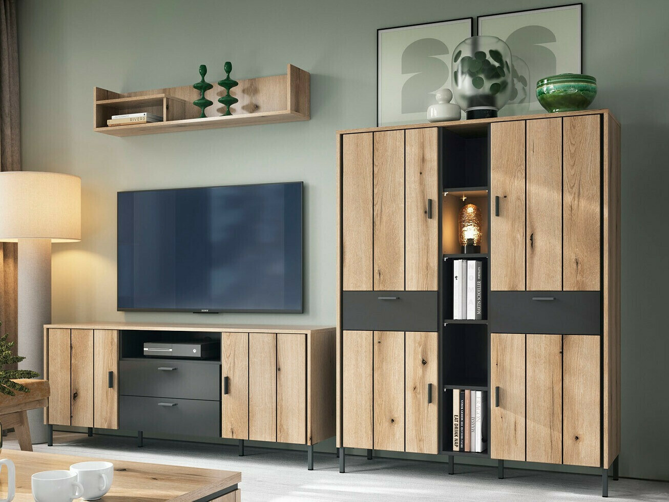 TV-omarica Morelmi 100 (Antracit + Hrast)