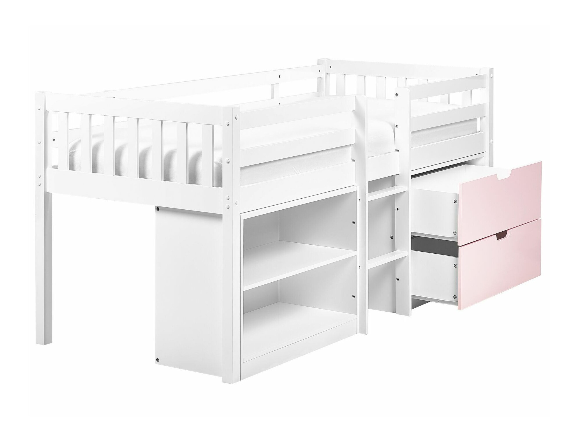 Visoka postelja Berwyn 2199 (Bela + Roza)