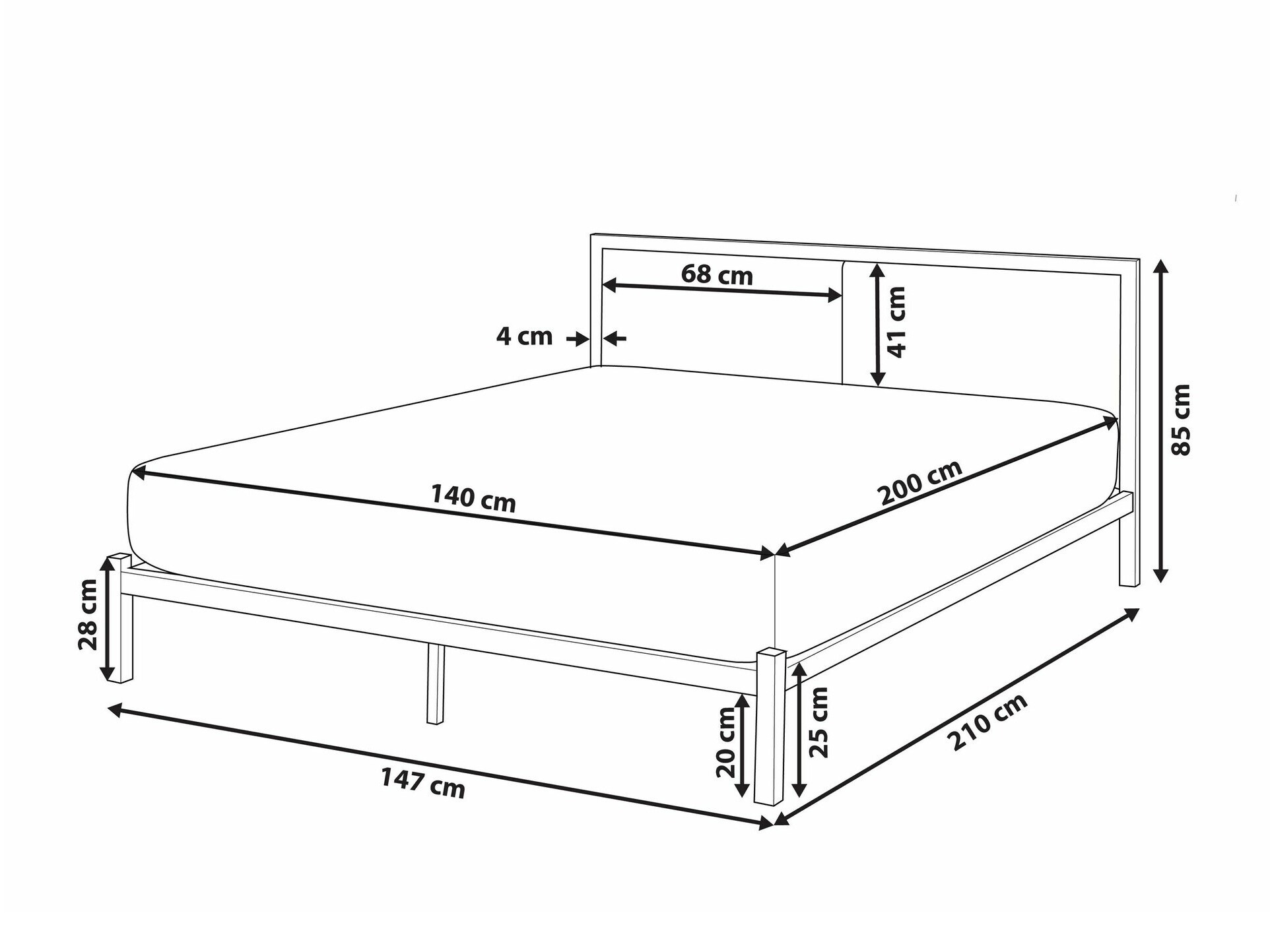Postelja Berwyn 760 (Črna + Bež)
