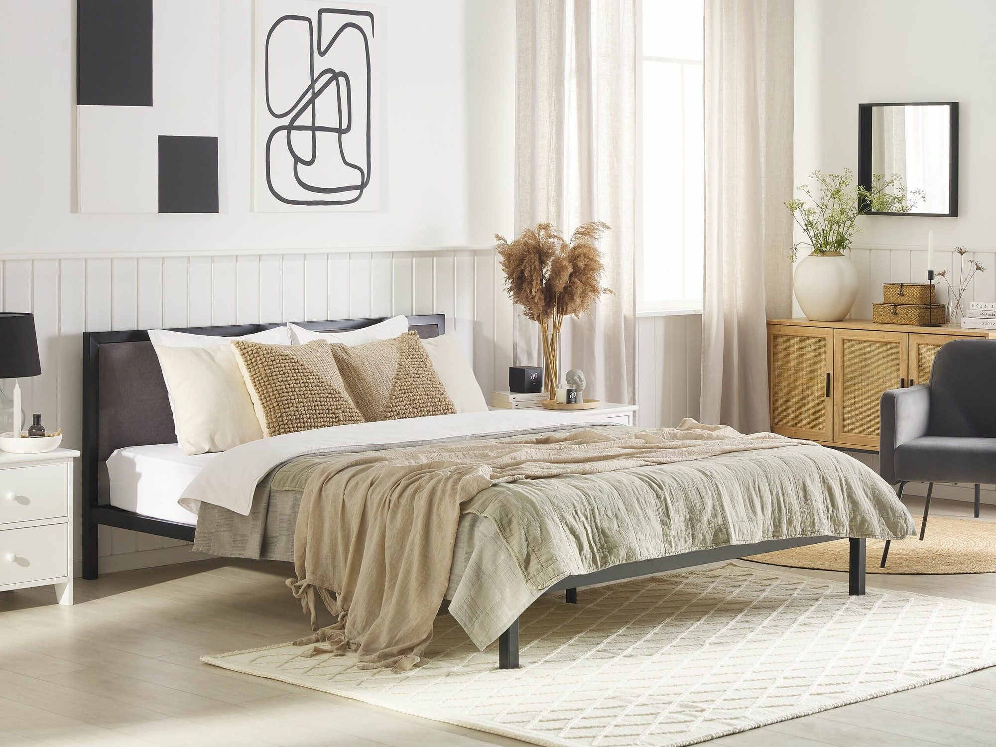 Postelja Berwyn 760 (Črna + Siva)