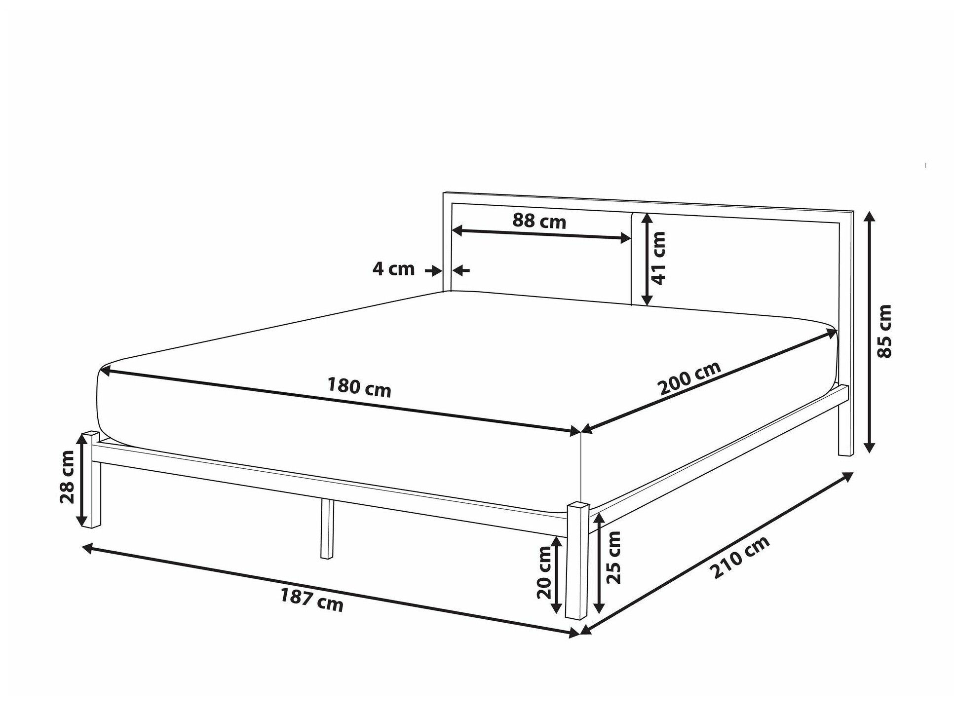 Postelja Berwyn 760 (Črna + Siva)