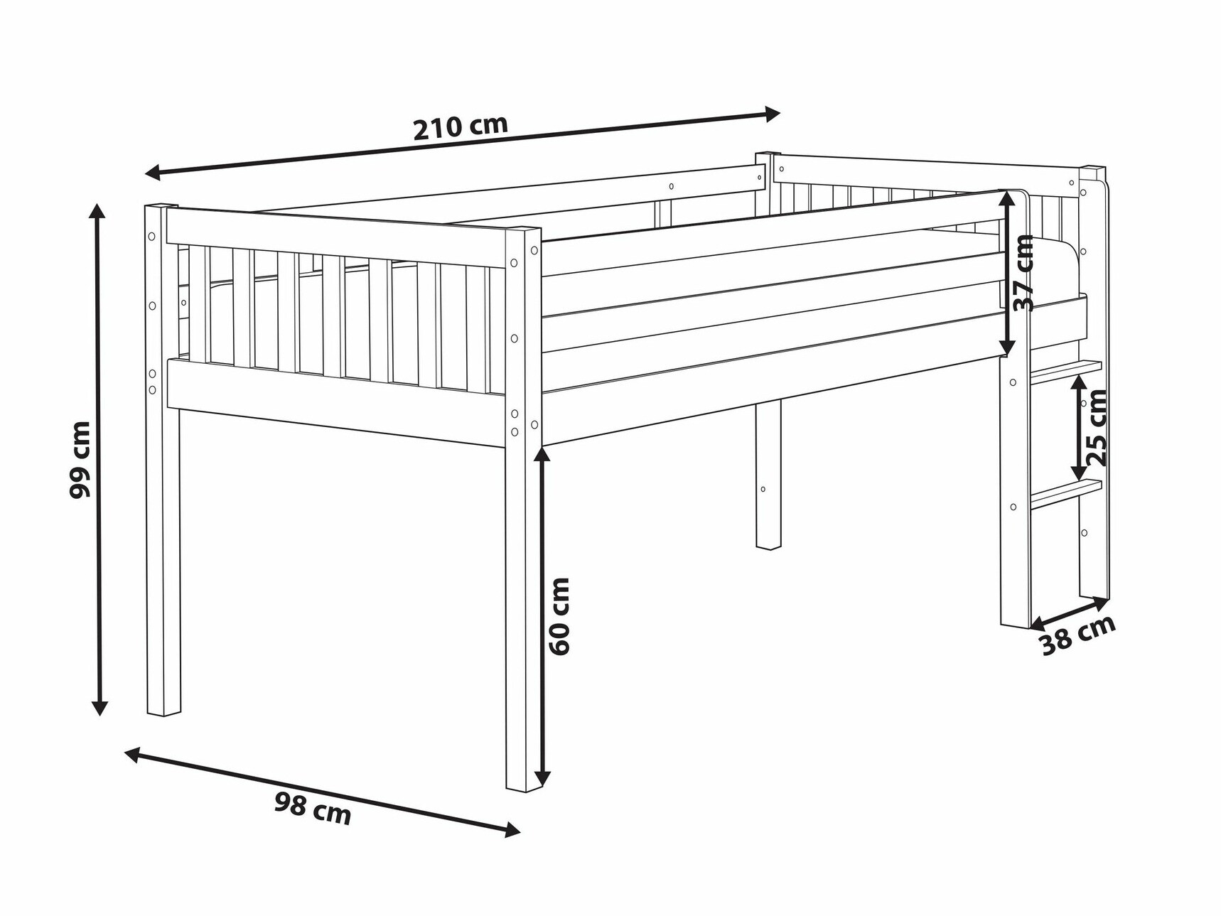 Visoka postelja Berwyn 2207 (Svetel les)