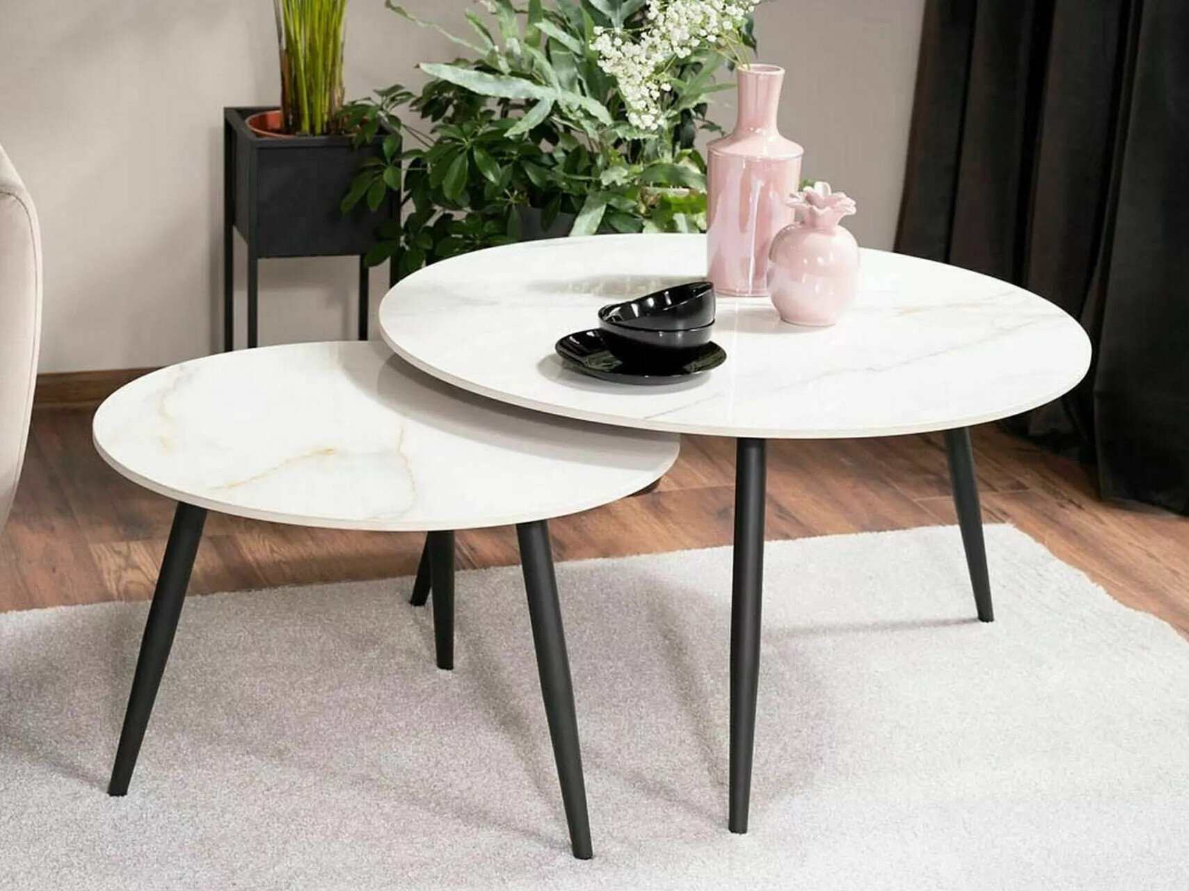 Komplet klubskih mizic Detroit 602 (Beli marmor)