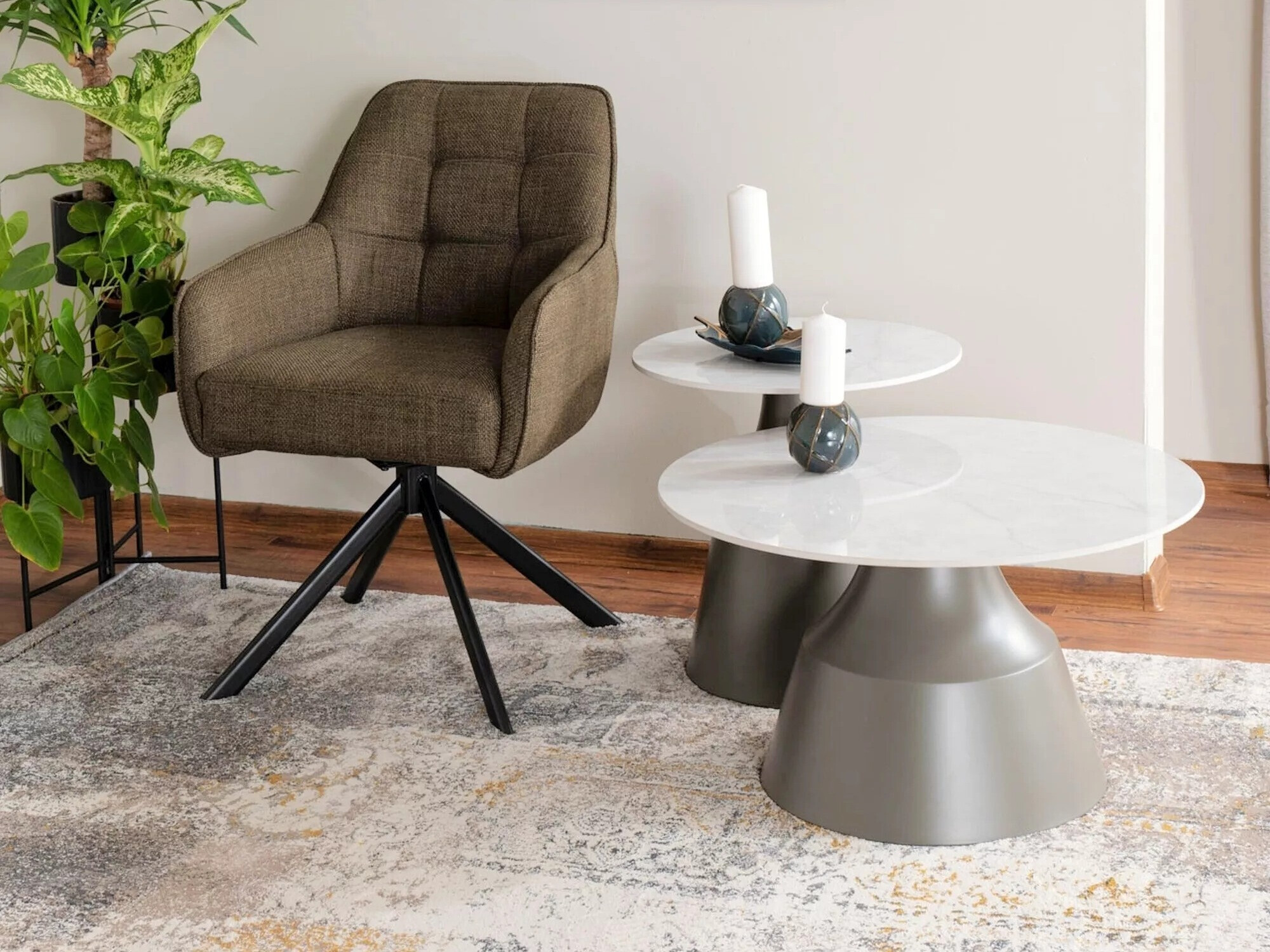 Komplet klubskih mizic Detroit 908 (Bela + Siva)