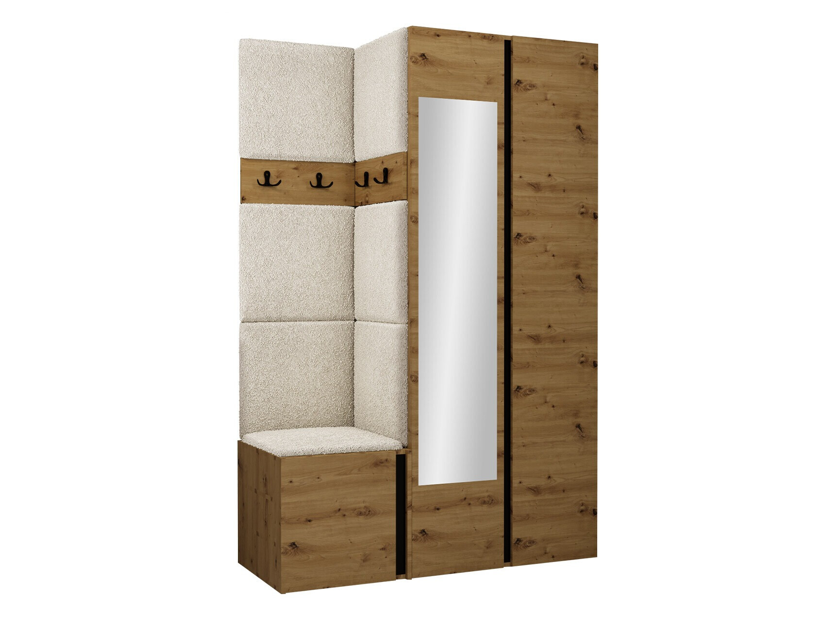 Komplet za predsobo Pinis XXVI (Artisan hrast + Črna)