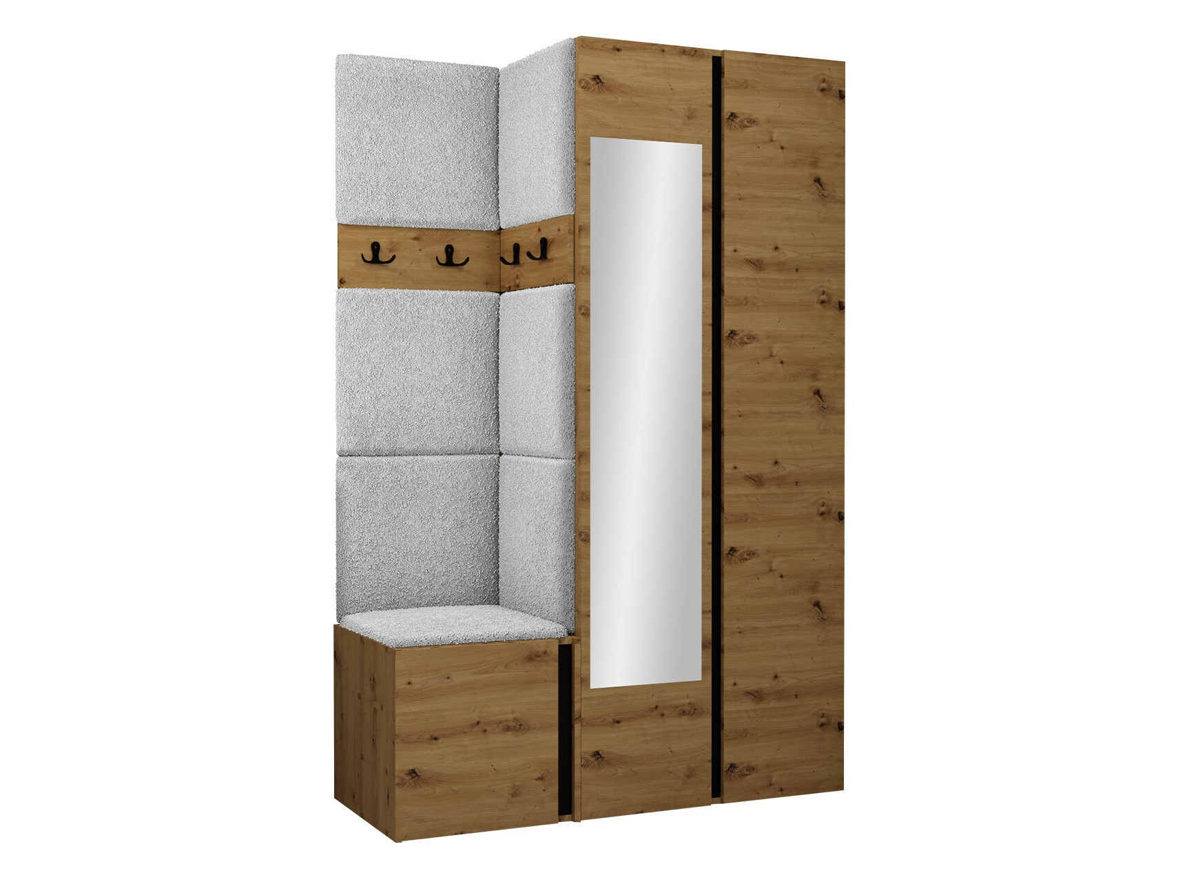 Komplet za predsobo Pinis XXVI (Artisan hrast + Črna)