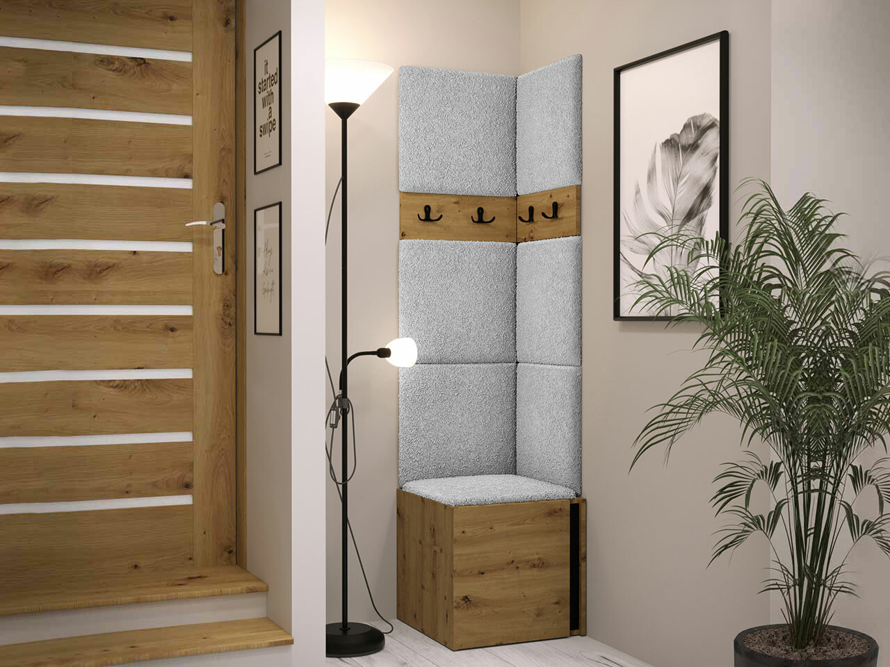 Komplet za predsobo Hartford 347 (Artisan hrast + Črna)