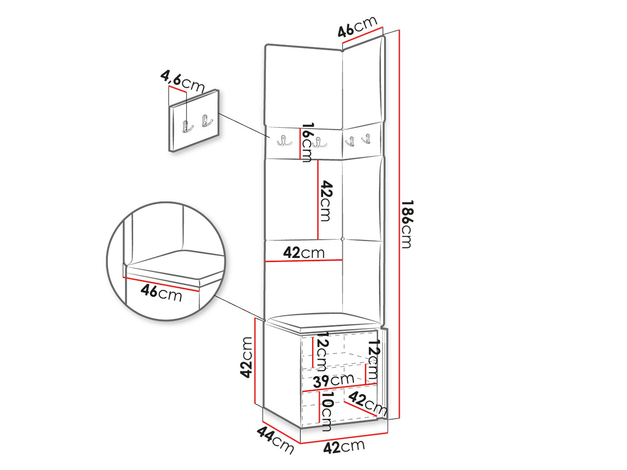 Komplet za predsobo Hartford 347 (Artisan hrast + Črna)