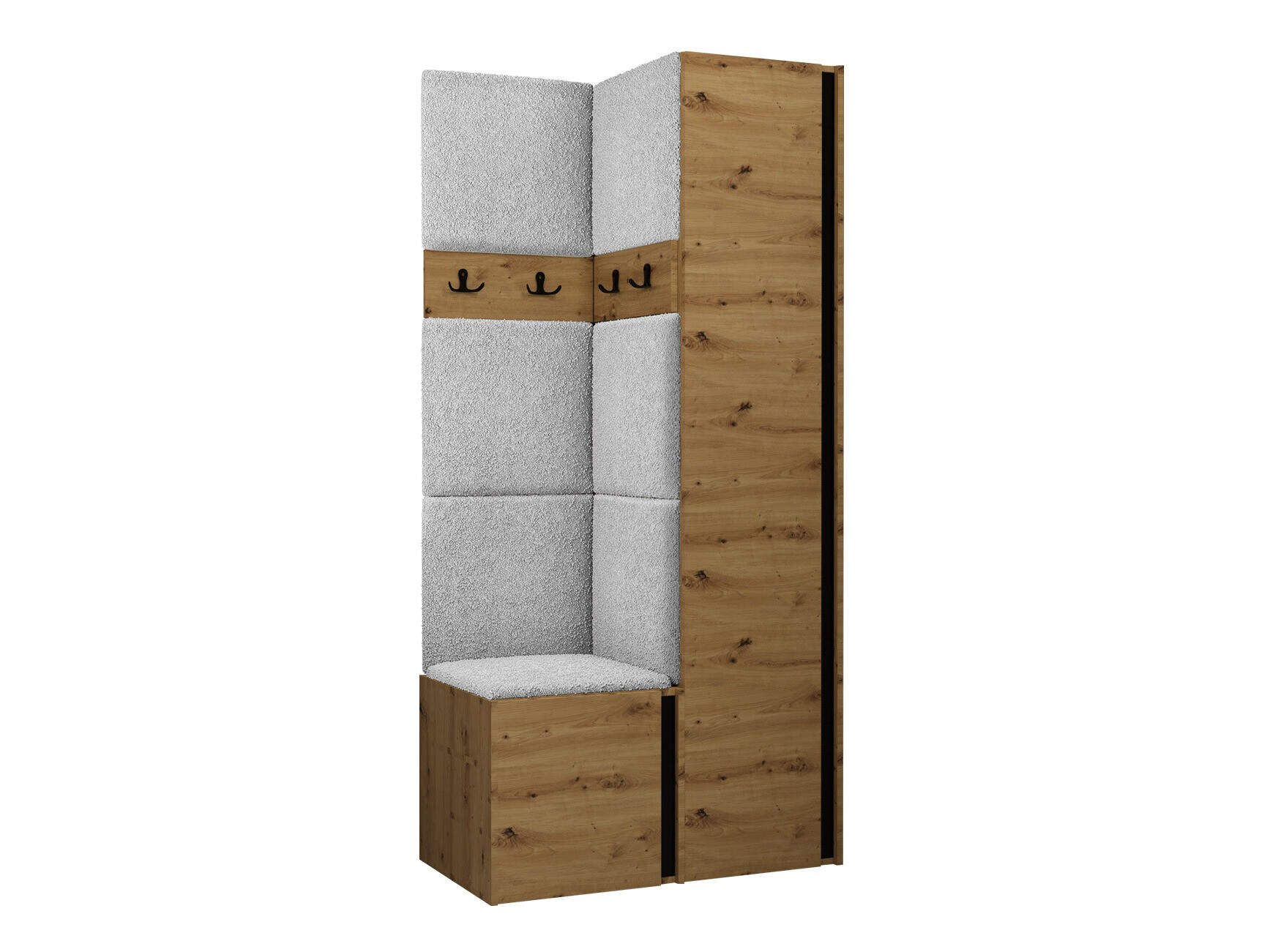 Komplet za predsobo Pinis XXIV (Artisan hrast + Črna)