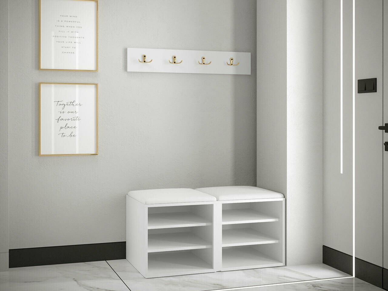 Komplet za predsobo Hartford 376 (Bela)