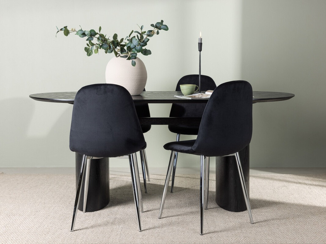 Jedilniški komplet Dallas 4559 (Črna + Srebrna)