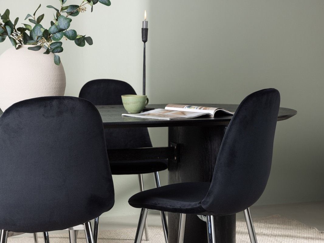 Jedilniški komplet Dallas 4559 (Črna + Srebrna)