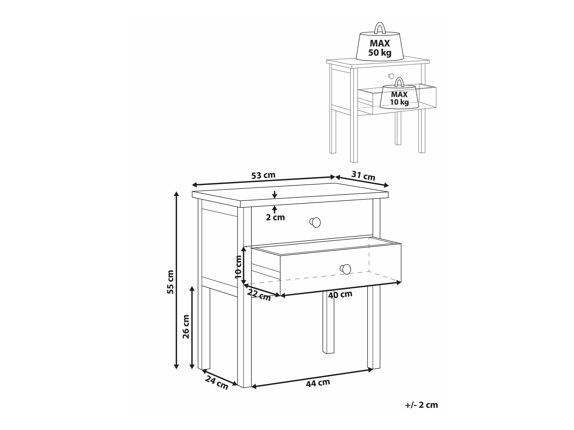 Nočna omarica Melmone 105