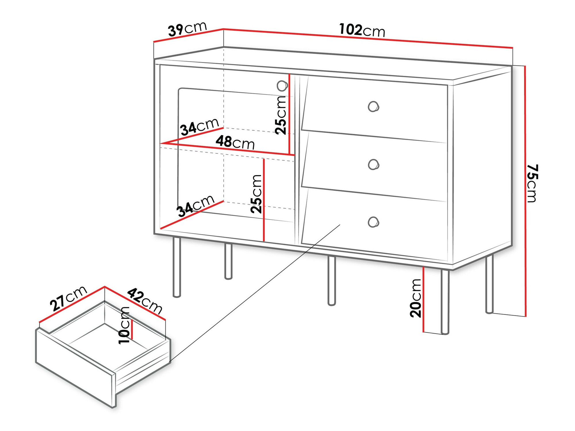 Komoda Feletri 100 (Bela)