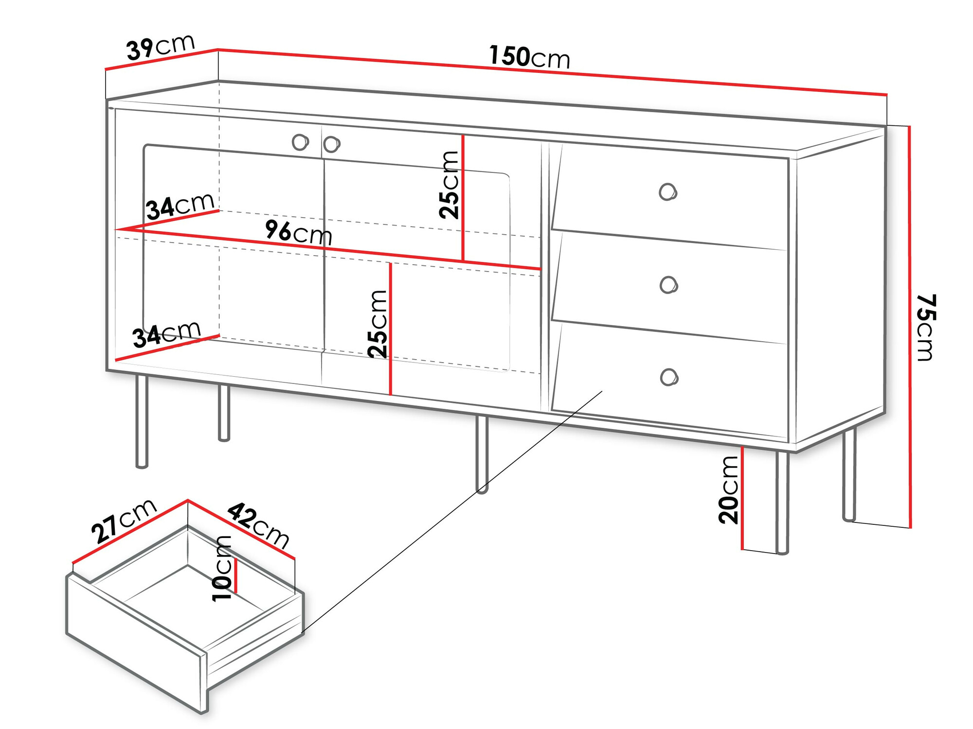 Komoda Feletri 101 (Bela)