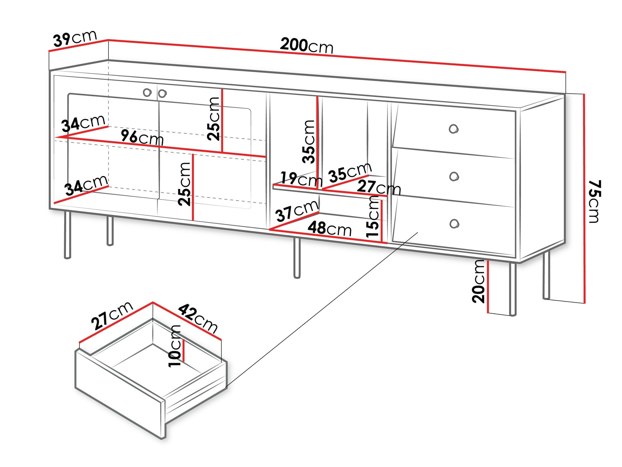 Komoda Feletri 104 (Bela)