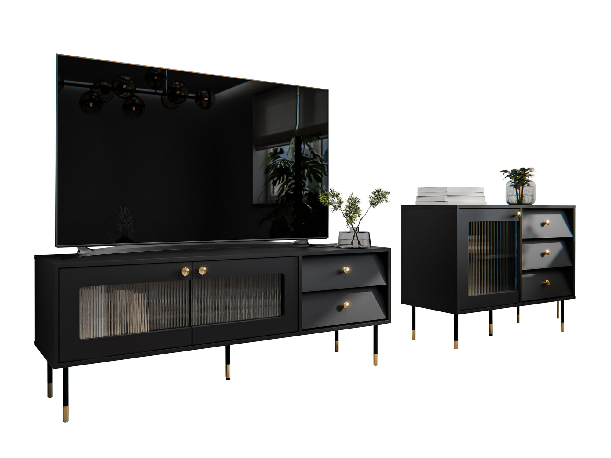 Komplet za dnevno sobo Feletri 108 (Črna)