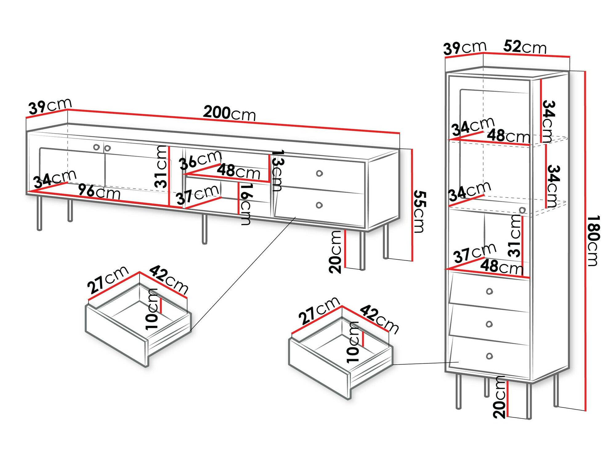 Komplet za dnevno sobo Feletri 109 (Bela)