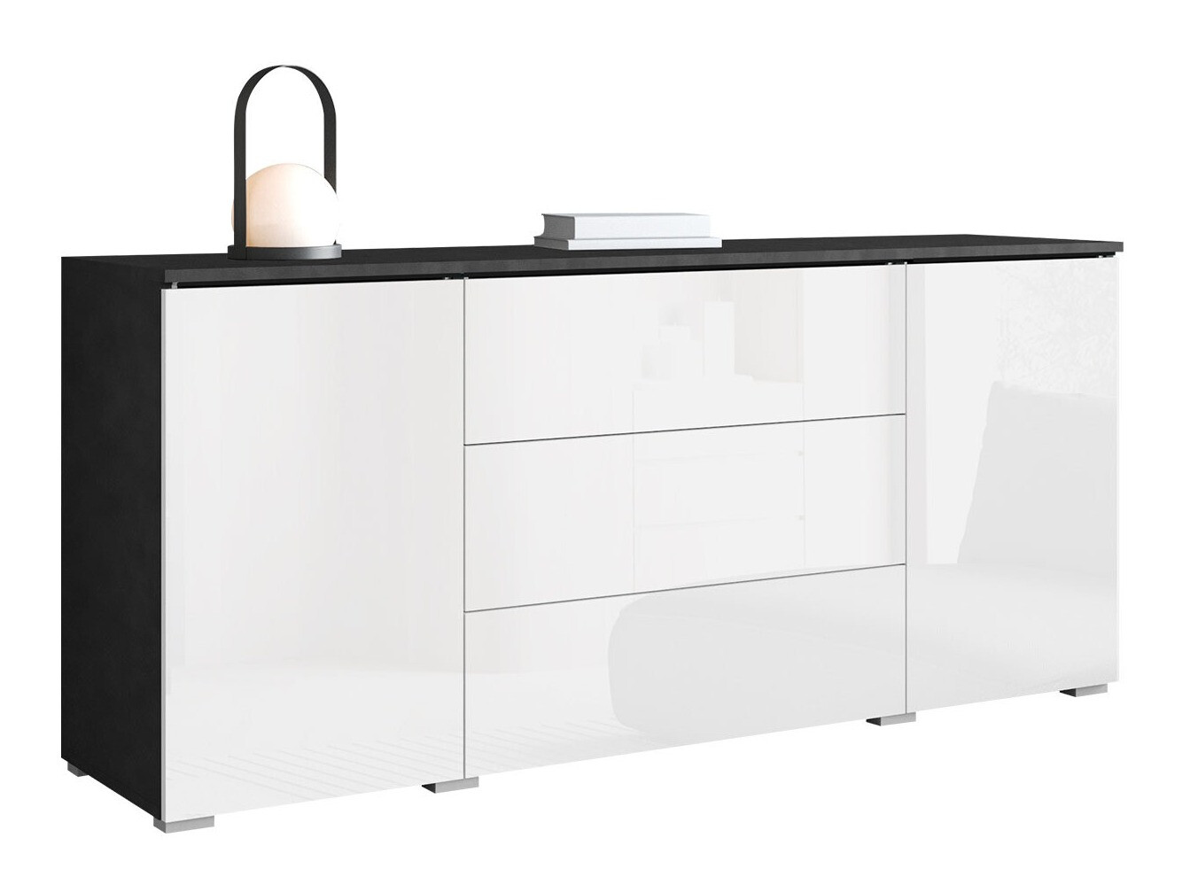 Komoda Mirfivo 102 (Matera siva + Sijaj bela)