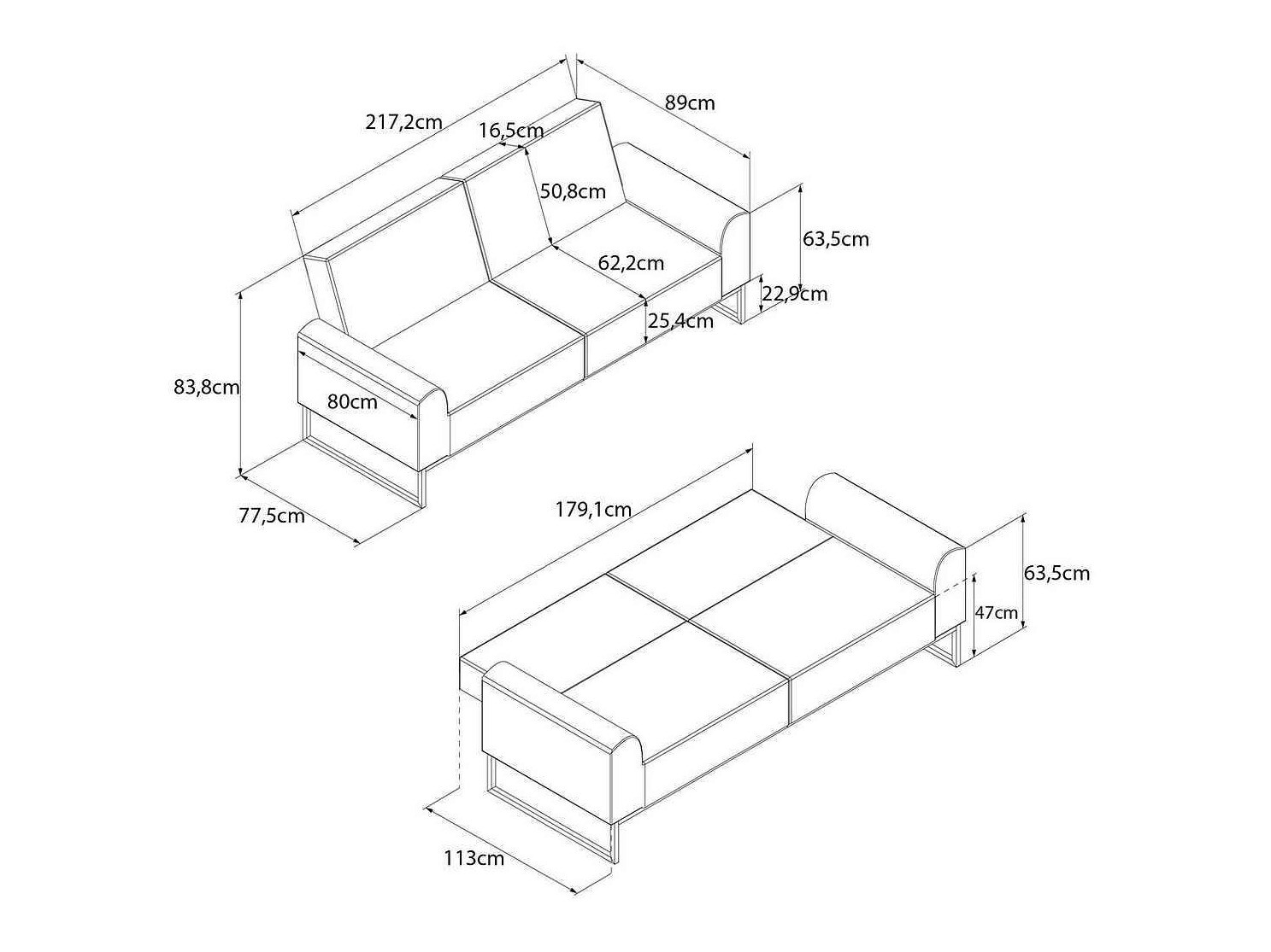 Raztegljiv kavč CosmoLiving by Cosmopolitan 125 (Črna + Zelena)