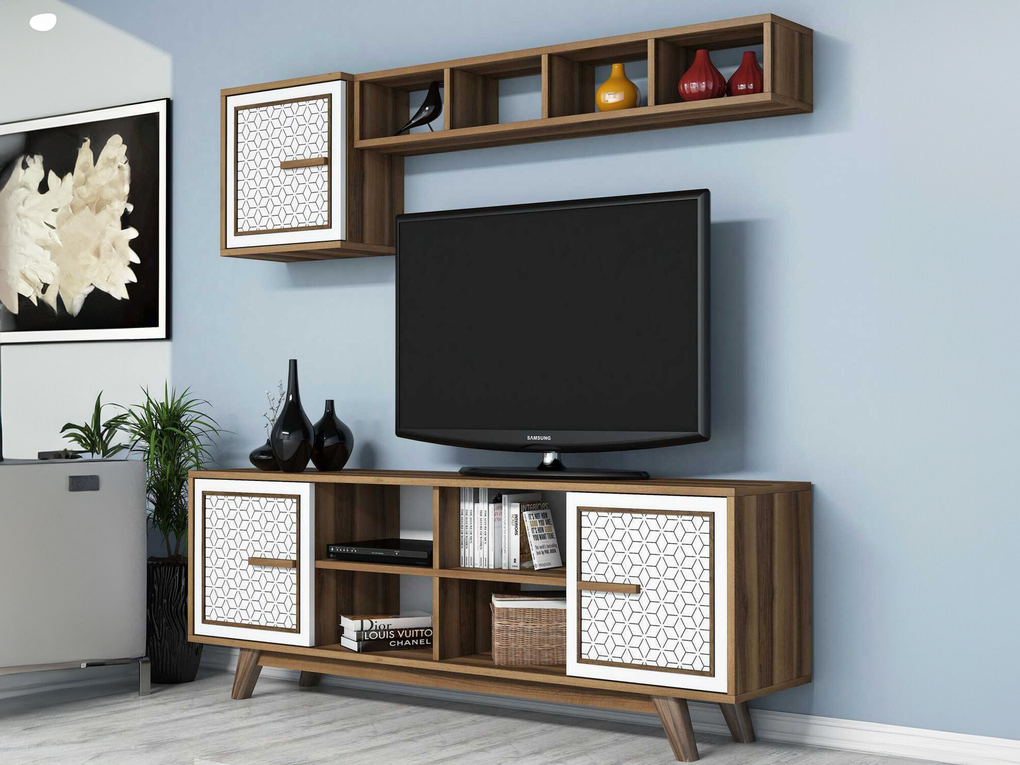 Komplet za dnevno sobo Kailua 1590 (Oreh + Bela)