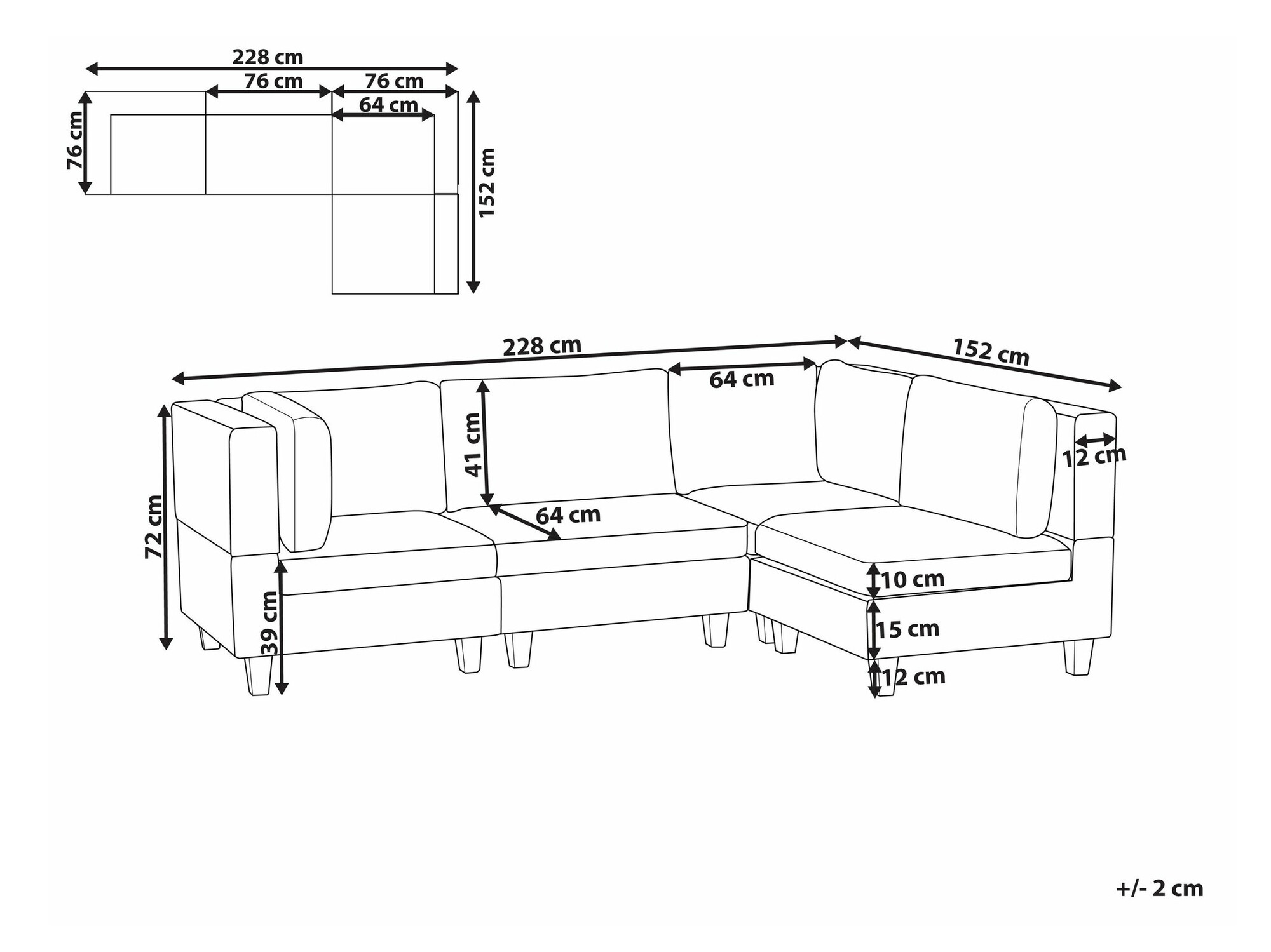 Modularna kotna sedežna garnitura Elbmeli 108 (Bež)