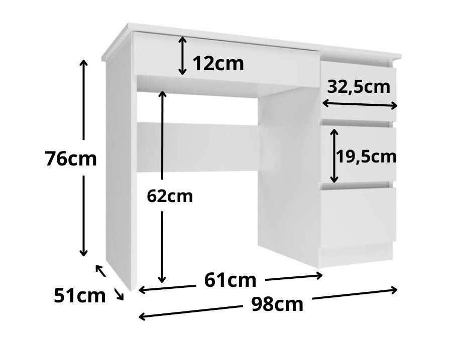 Pisalna miza Elbvelu 108 (Bela)