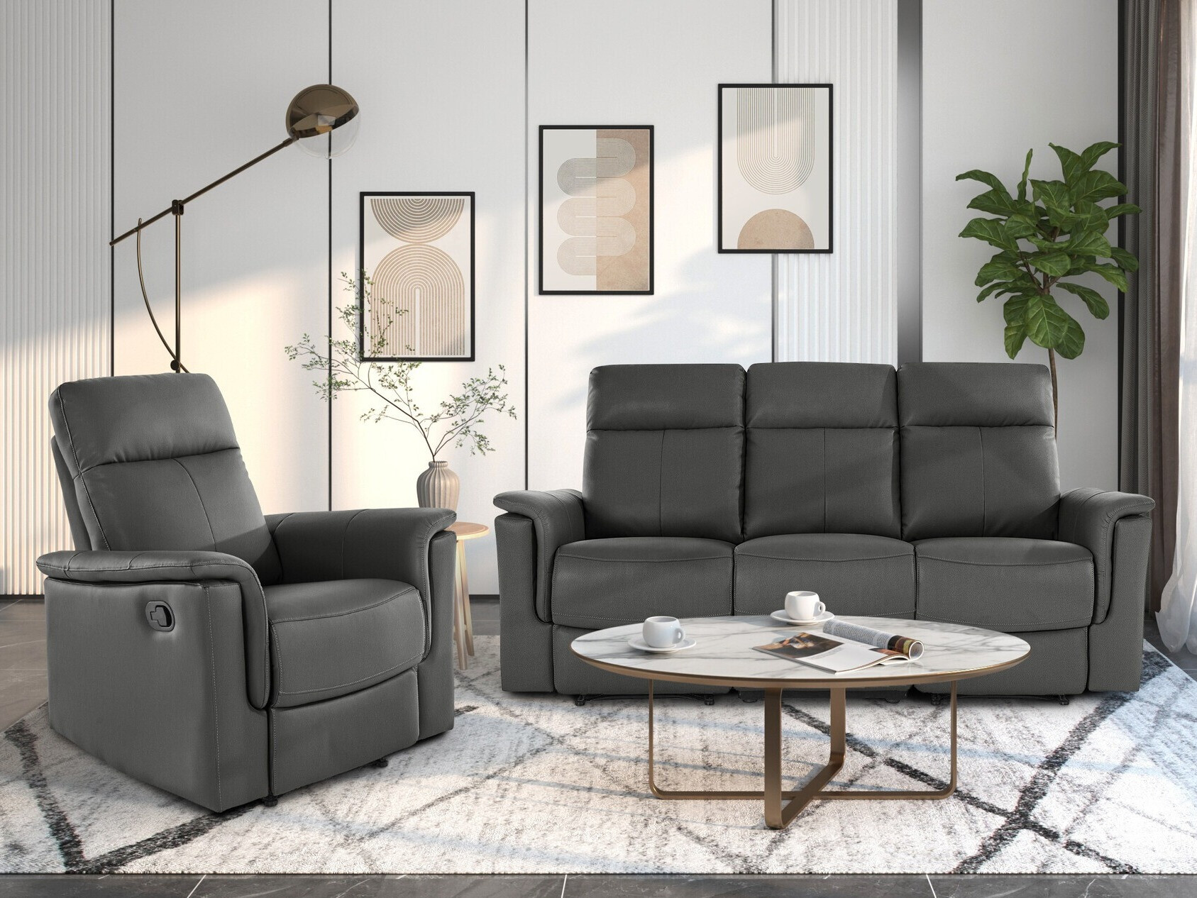 Fotelj s počivalnikom Denton 1372 (Siva)