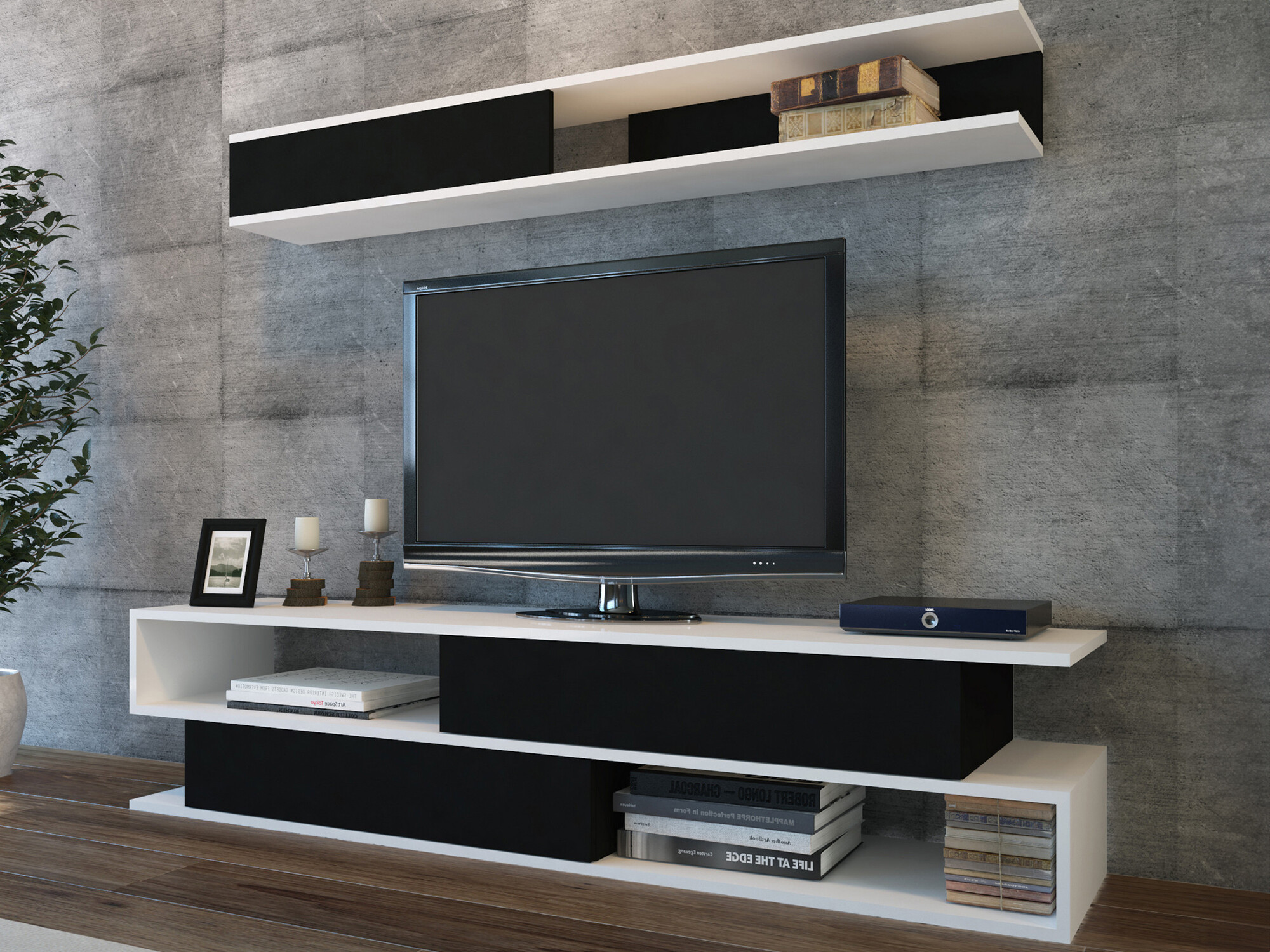 Komplet za dnevno sobo Kailua 904 (Črna + Bela)