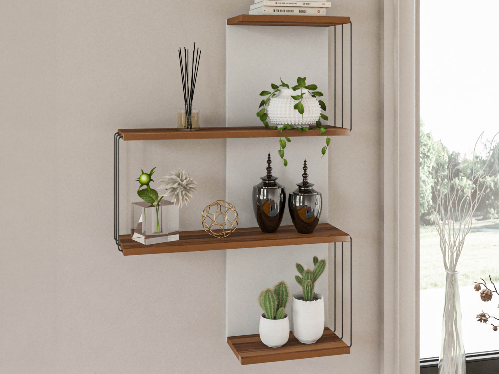 Stenska polica Kailua 406 (Rjava + Bela)