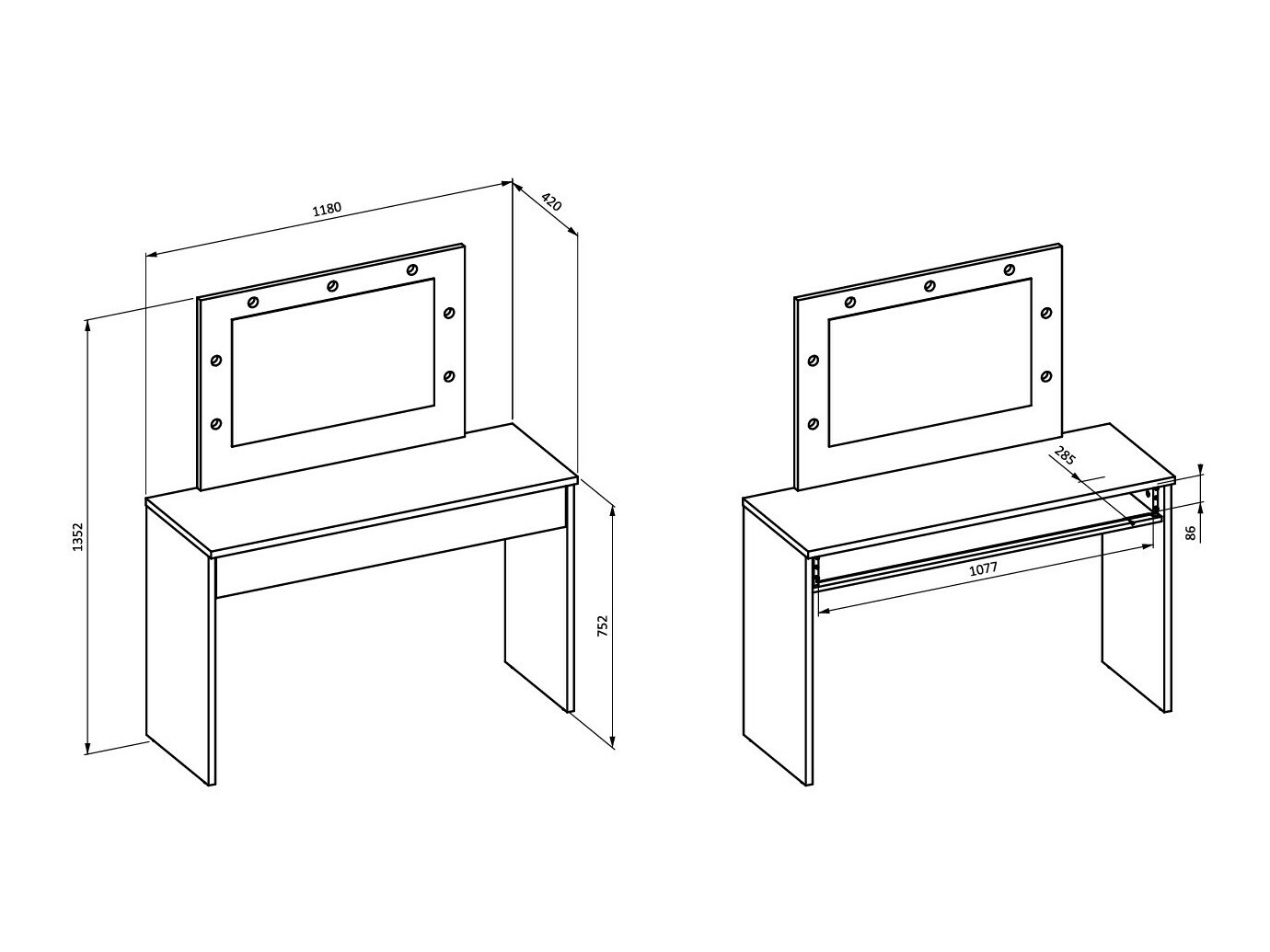 Toaletna mizica Austin 343 (Bela)