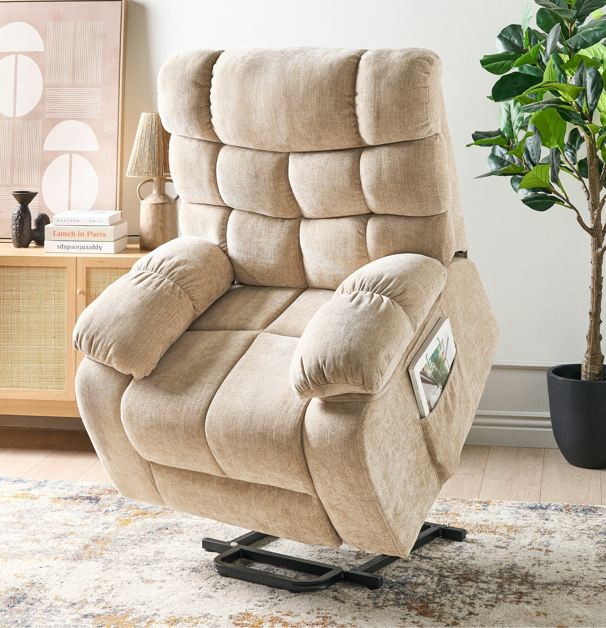 Fotelj s počivalnikom Berwyn 2249 (Svetlo rjava)