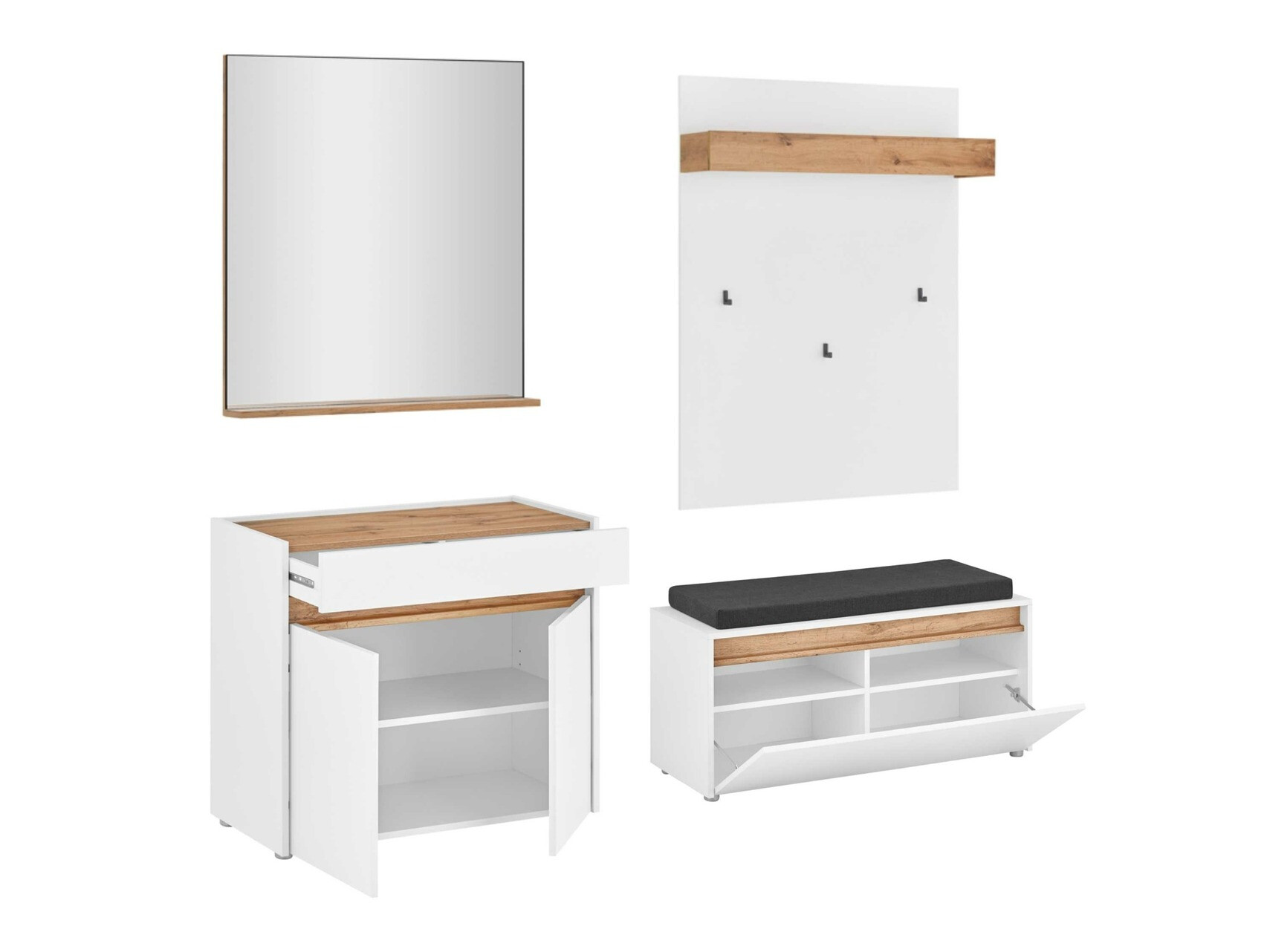 Komplet za predsobo Elbsori 168 (Bela)