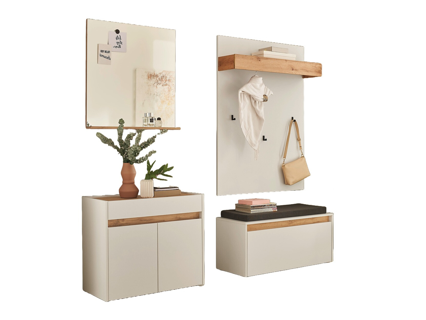 Komplet za predsobo Elbsori 168 (Bela)