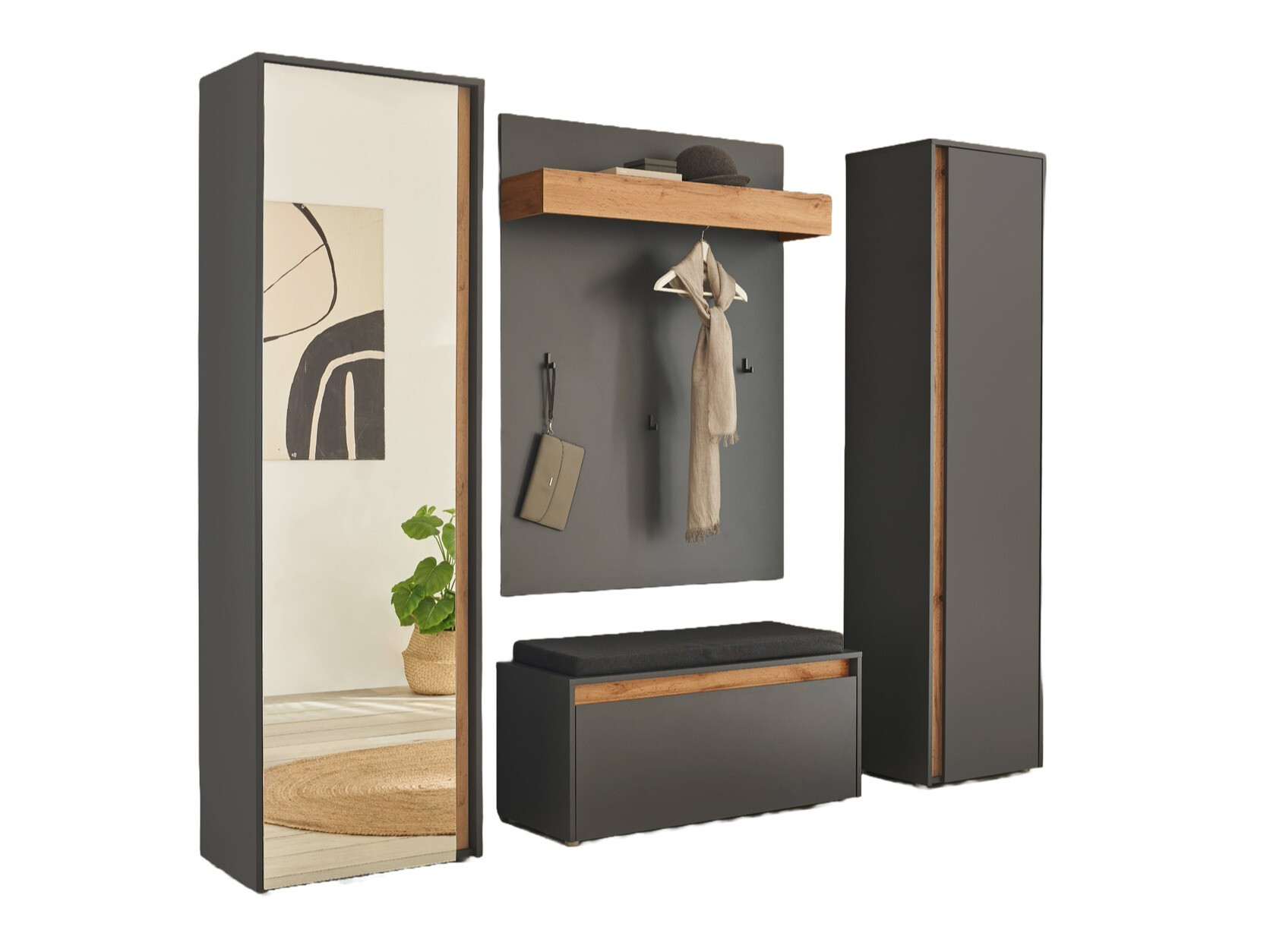 Komplet za predsobo Elbsori 169 (Antracit)