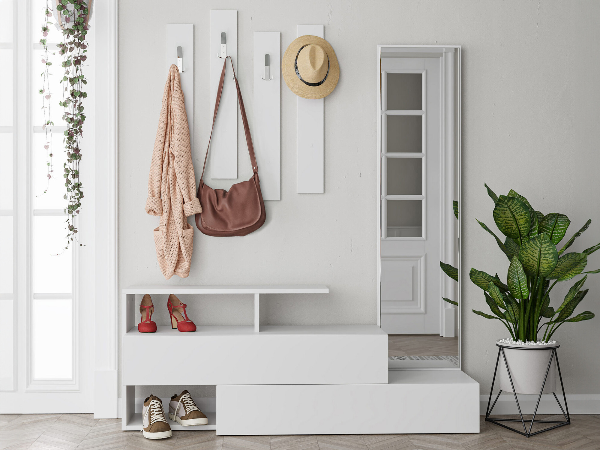 Komplet za predsobo Kailua 502 (Bela)