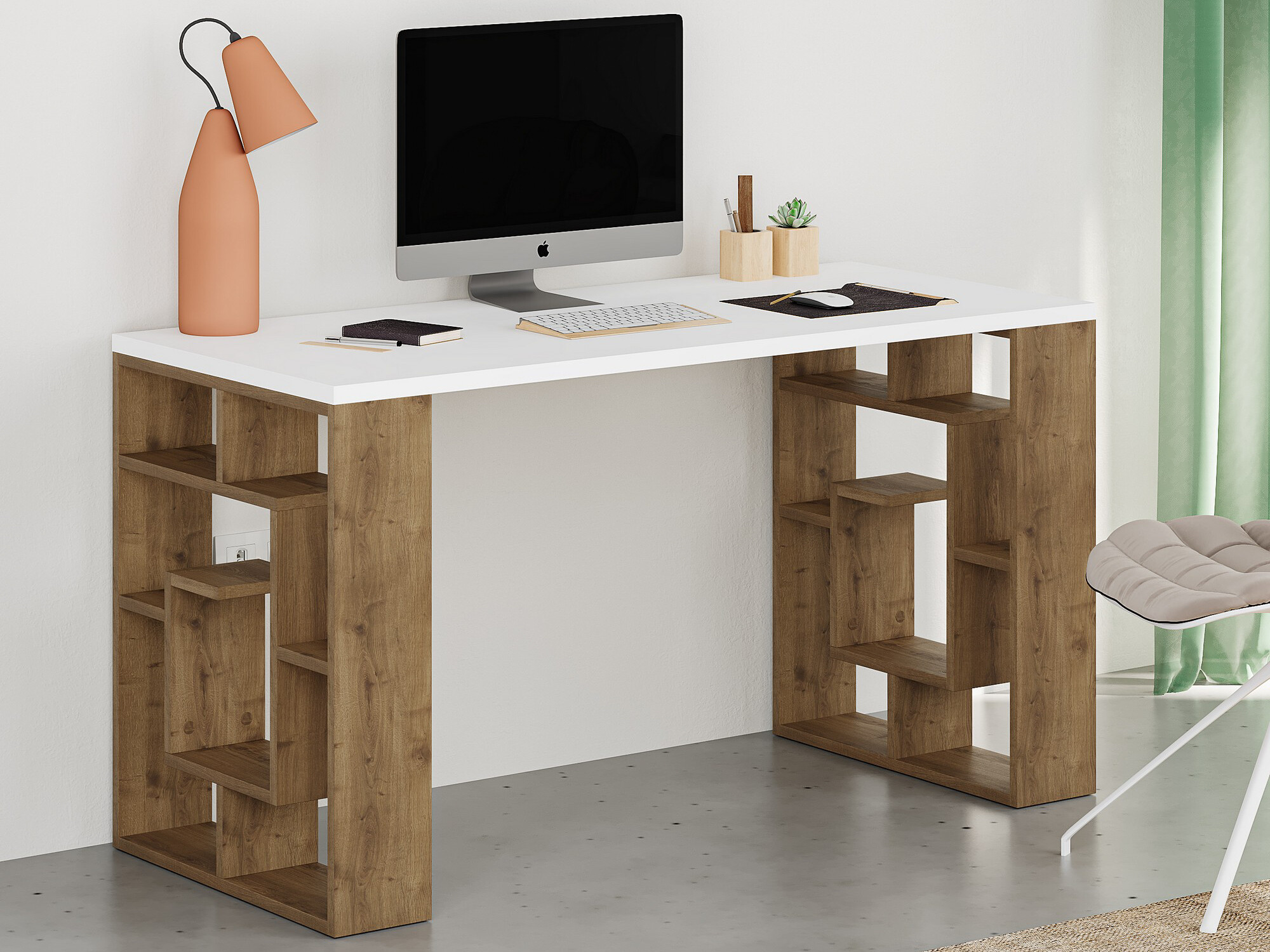 Pisalna miza Kailua 813 (Bela + Temen hrast)