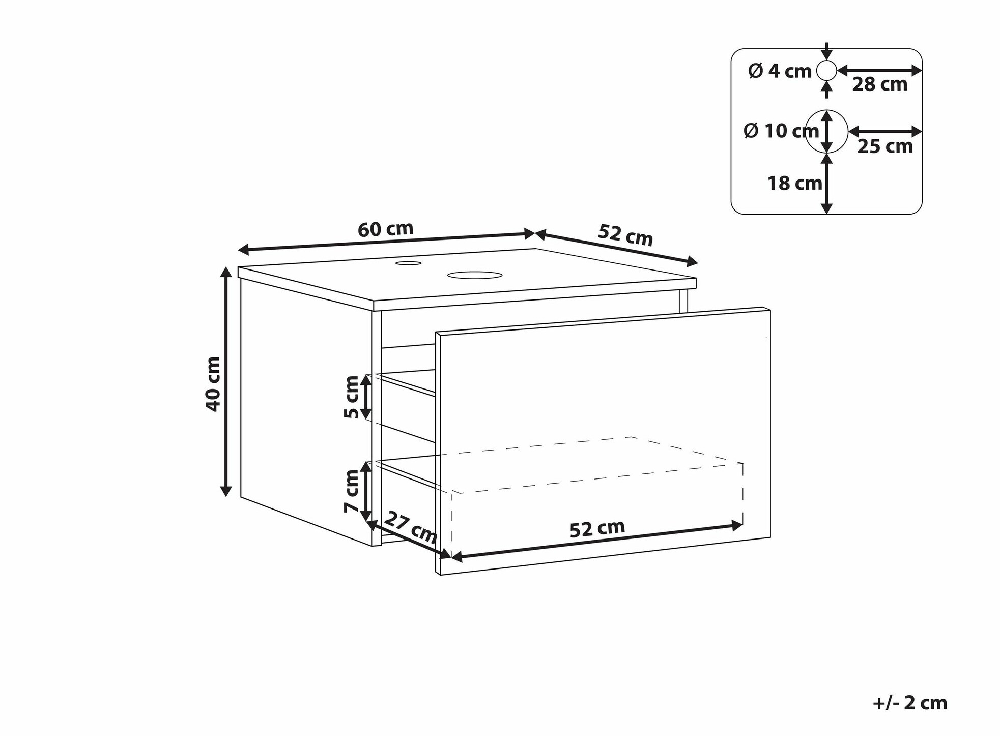 Viseča kopalniška omarica za umivalnik Berwyn 2253 (Bela)
